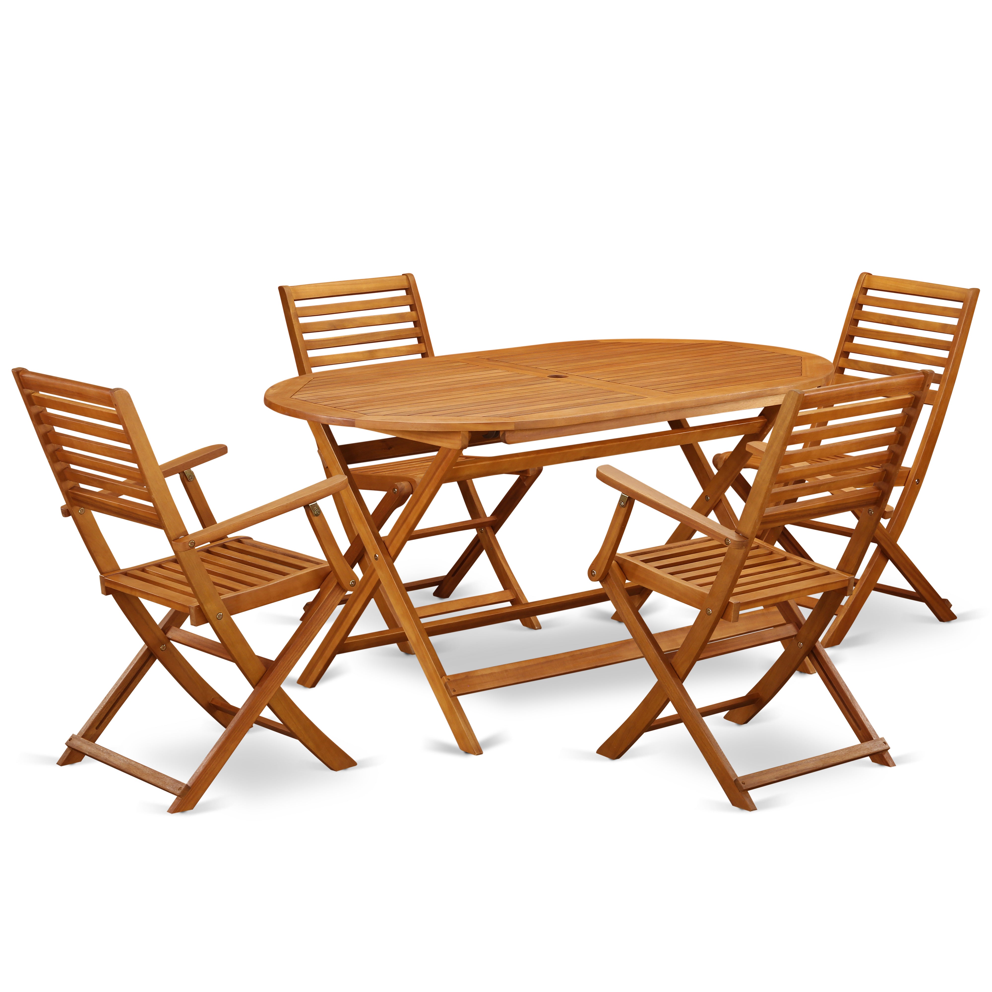 DIBS5CANA This 5 Piece Acacia Wooden Balcony Sets includes a single Outdoor-Furniture table and 4 foldable Outdoor-Furniture chairs