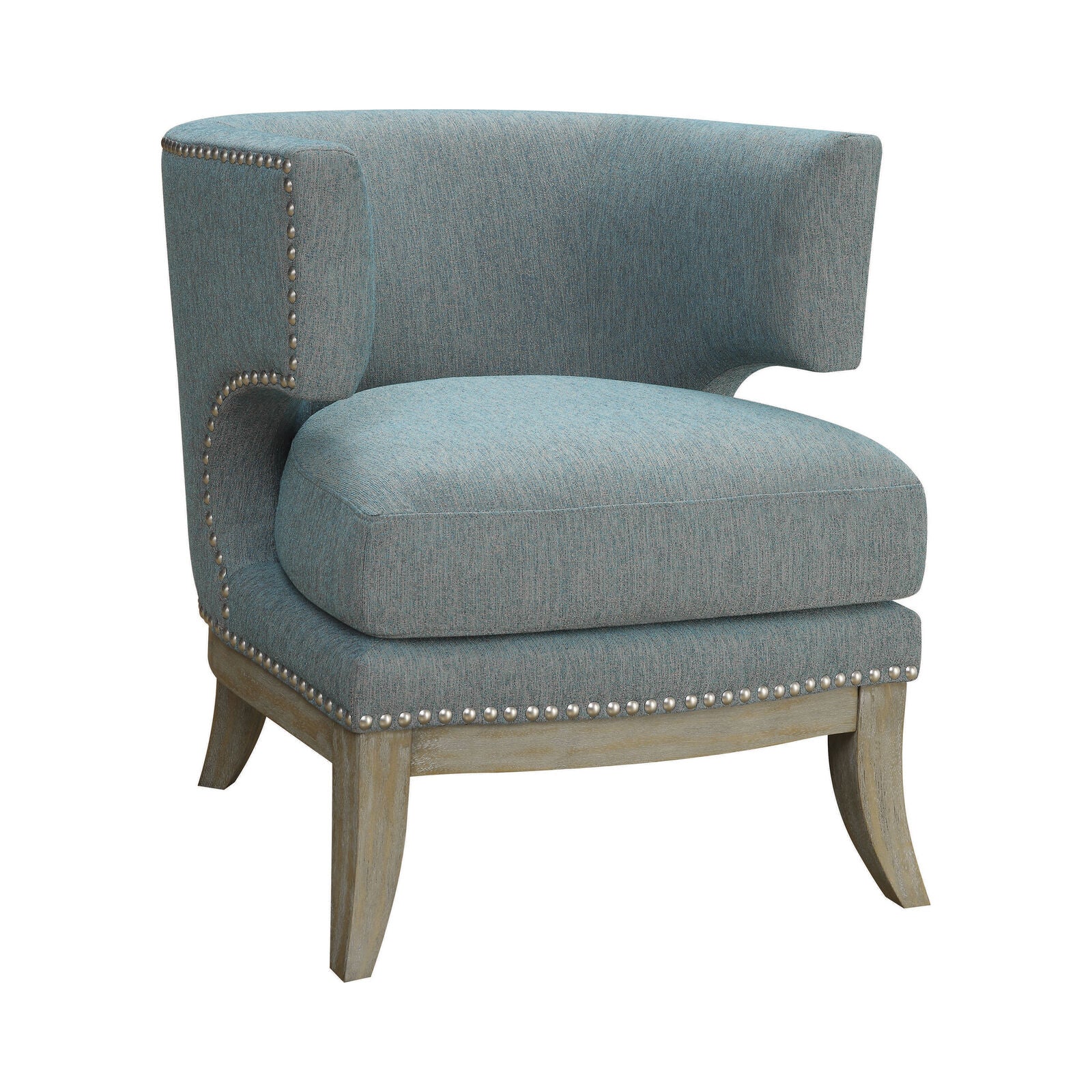 Contemporary Barrel Back Accent Chair Blue And Weathered Grey 902558