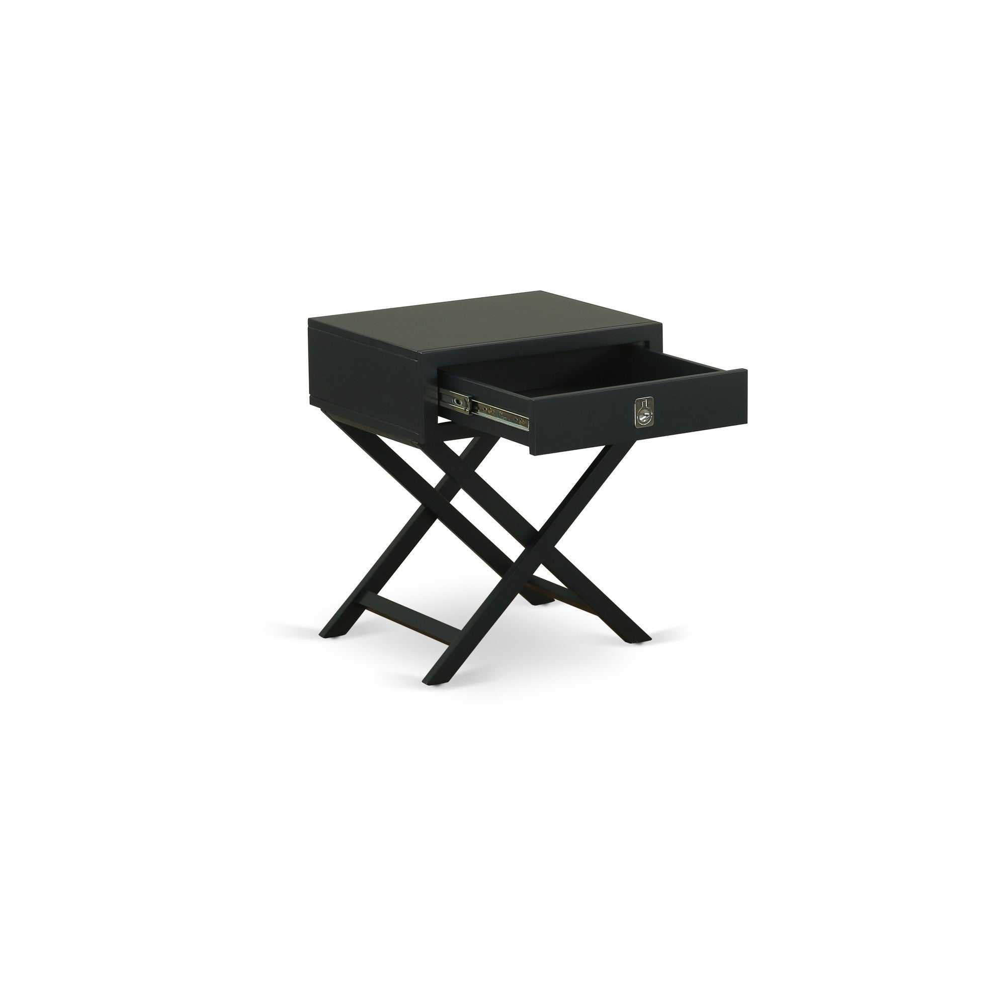 Hamilton Square Night Stand End Table With Drawer in Black Finish