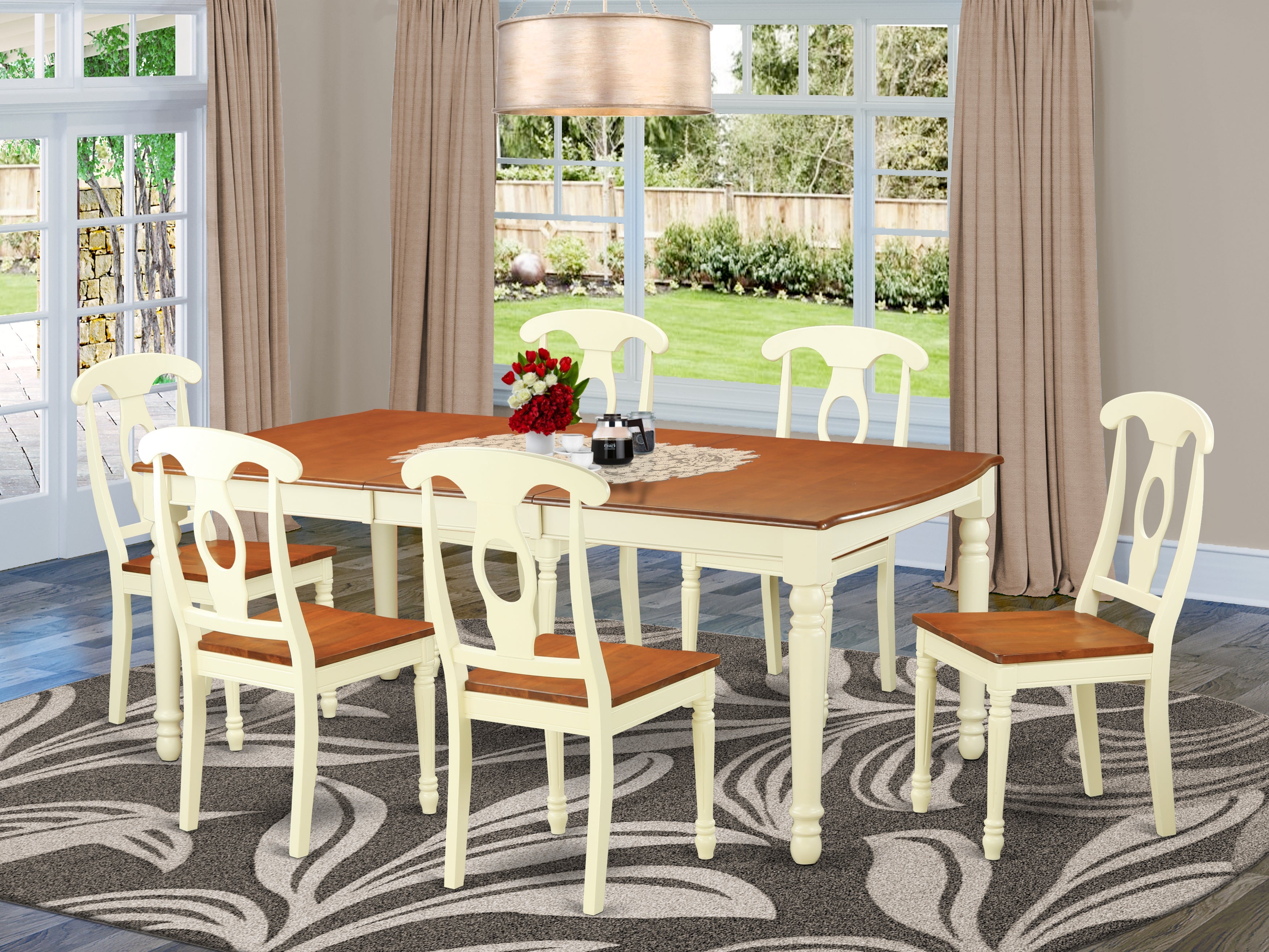 DOKE7-WHI-W 7 Pc dinette set for 6-Table and 6 dinette Chairs