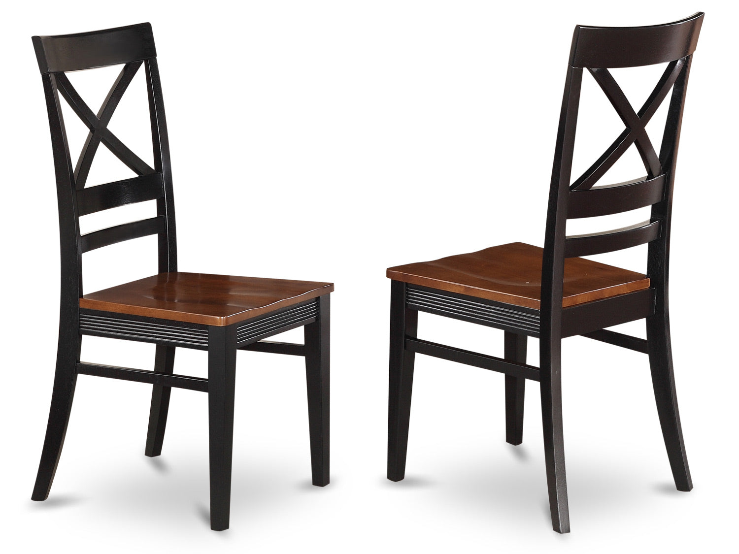 East West Furniture MZQU3-BCH-W 3 Pieces Mid-century Dining Table set - Durable Two 9-Inch Drop Down Leaves Wooden Dinette Table and 2 Solid Wood Seat Kitchen Chairs, Black and Cherry Finish