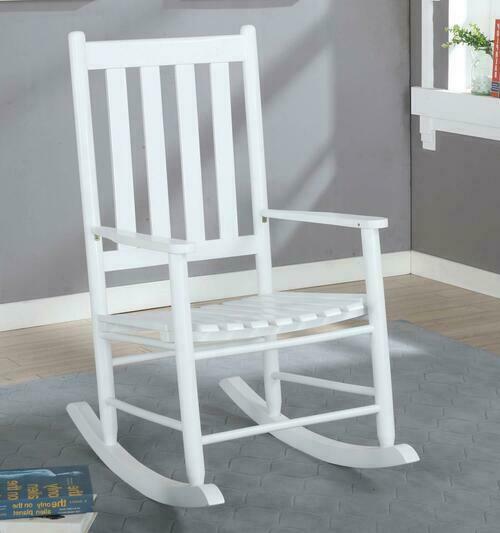 Traditional Country Porch Solid Wood Slat Back Youth Rocking Chair White