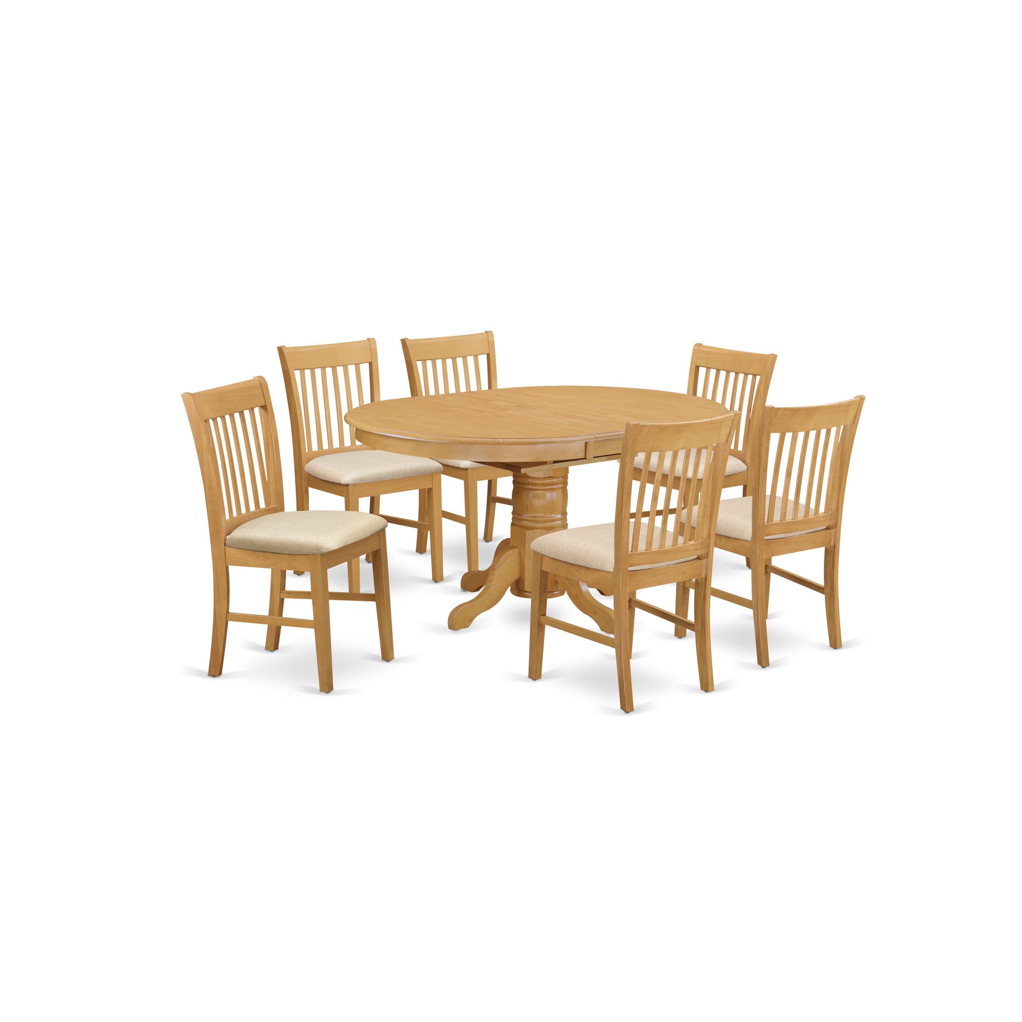 AVNO7-OAK-C 7 Pc Table and chair set - Dinette Table and 6 Dining Chairs