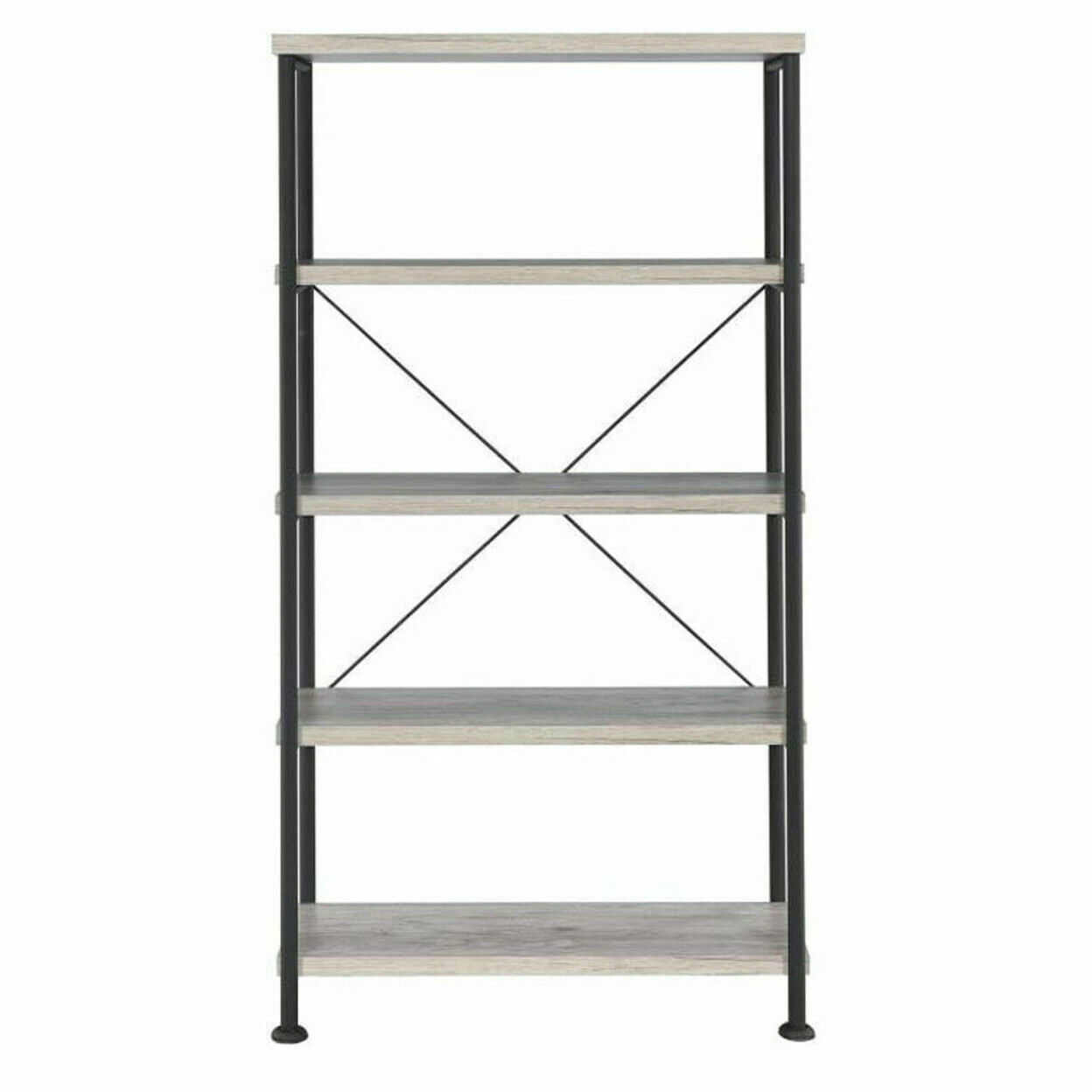 Analiese Wood And Metal 4-Shelf Open Bookcase Grey Driftwood 801546