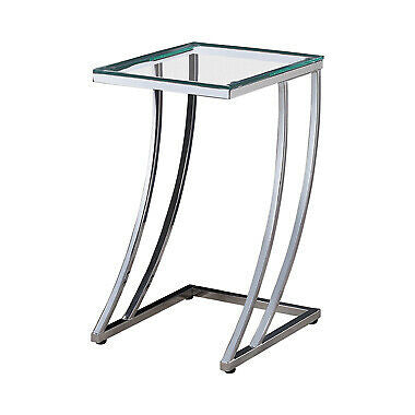 Rectangular Contemporary Glass Top Accent Table Chrome And Clear