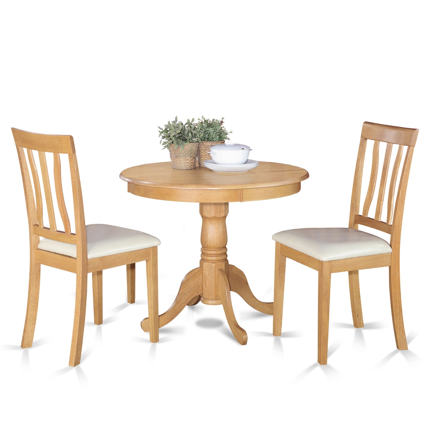 ANTI3-OAK-LC 3 Pc Kitchen Table set- Table and 2 Dining Chairs