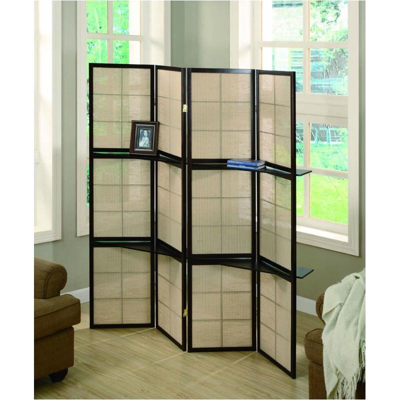 4-Panel Folding Screen With Removable Shelves Tan And Cappuccino
