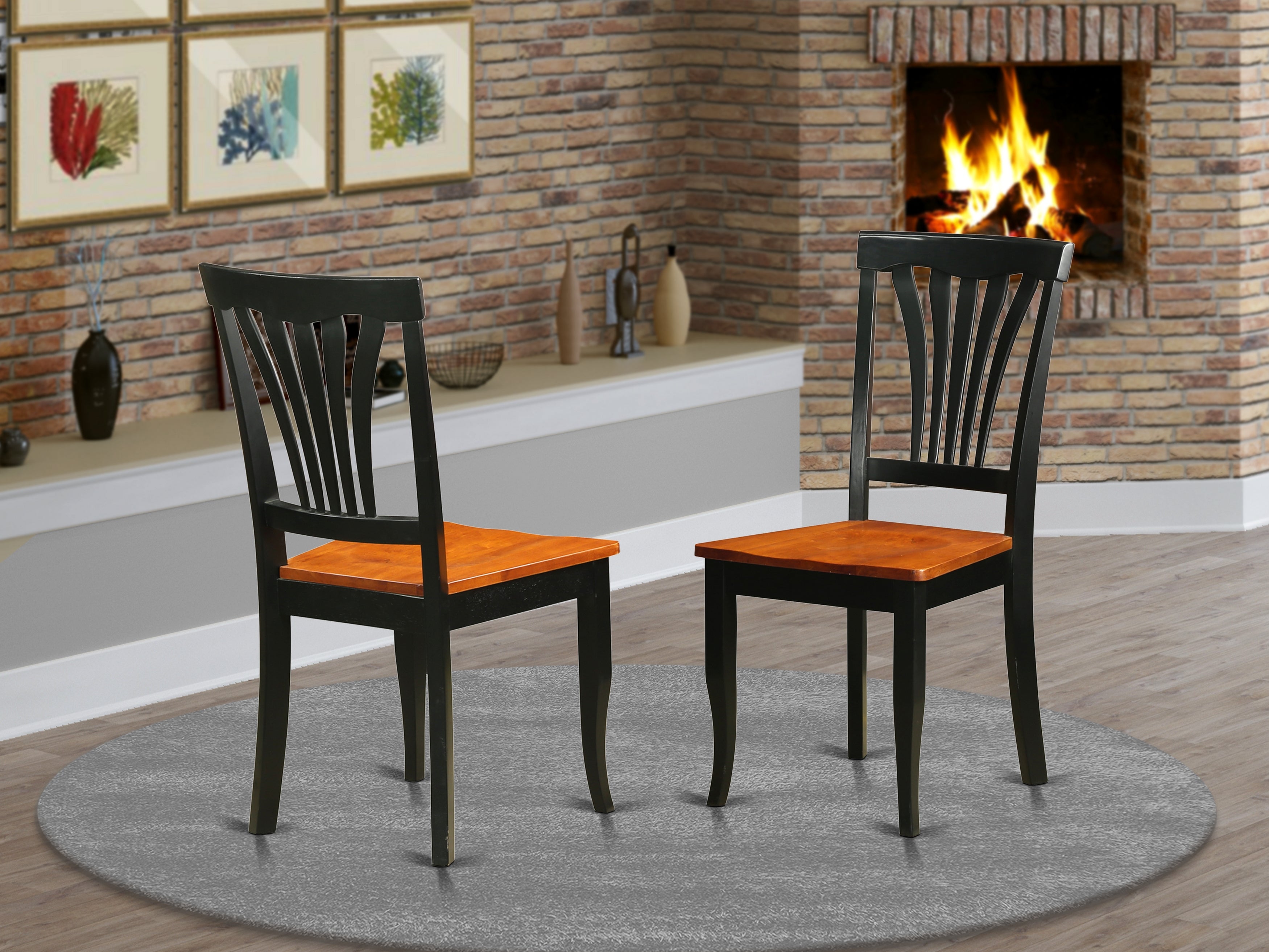 AVC-BLK-W Avon Chair for dining room Wood Seat-Black and Cherry Finish