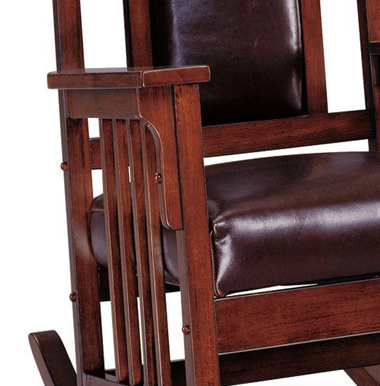 Coaster Upholstered Traditional Tobacco Rocking Chair With Leatherette Seat