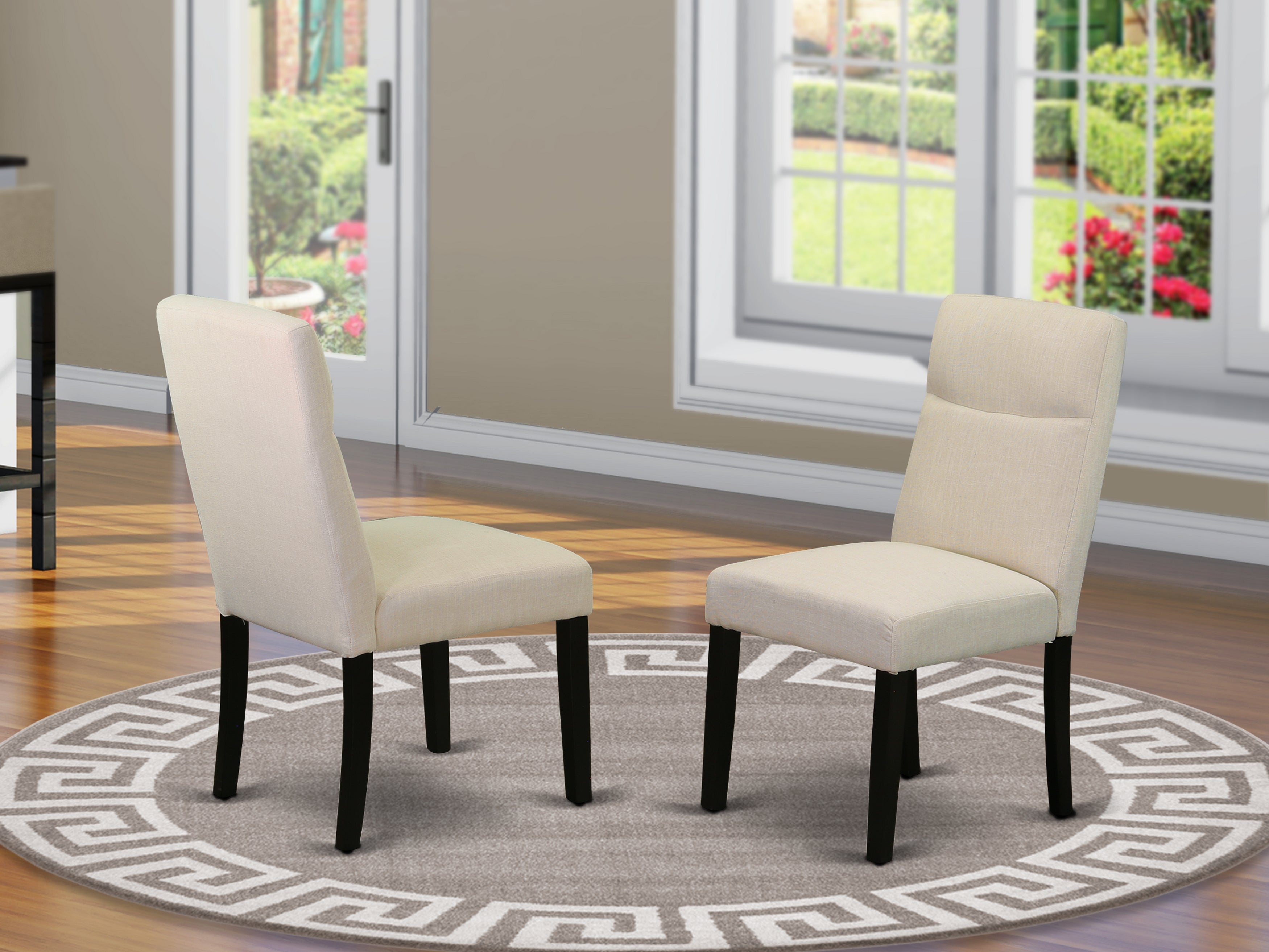 BEP1B01 Beasley parson Chair with Black Finish Leg and Linen fabric-Beige Color