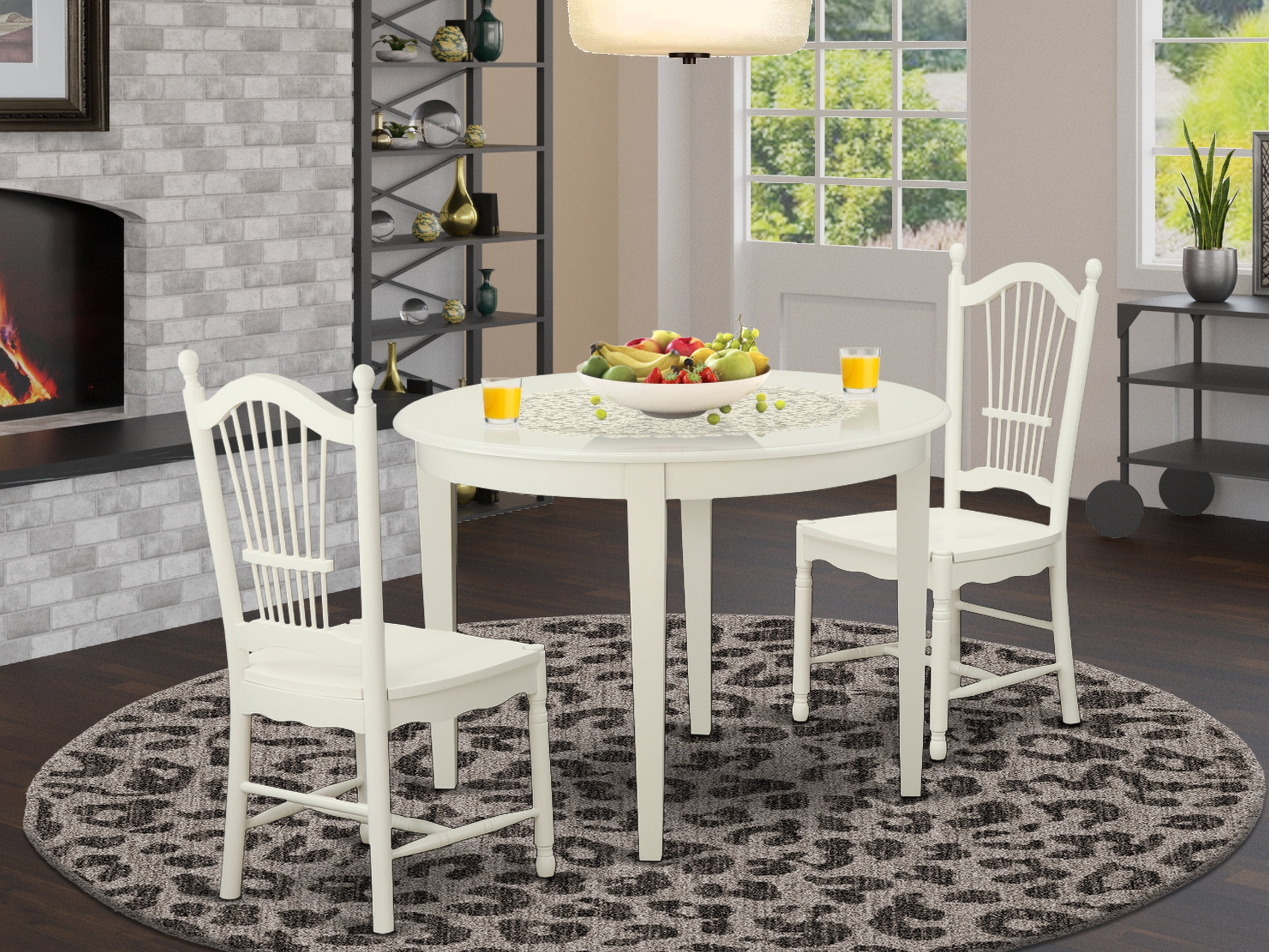 BODO3-WHI-W 3 Pc Kitchen nook Dining set-Table and 2 Dining Chairs