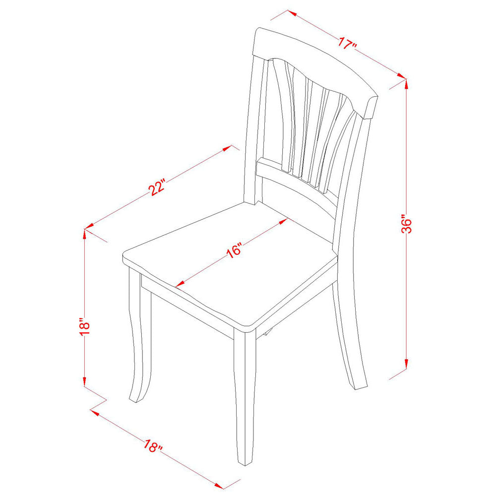 AVC-BLK-W Avon Chair for dining room Wood Seat-Black and Cherry Finish