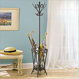 Powell Garden District Umbrella Coat Hat Rack Hall Tree Gold Bronze