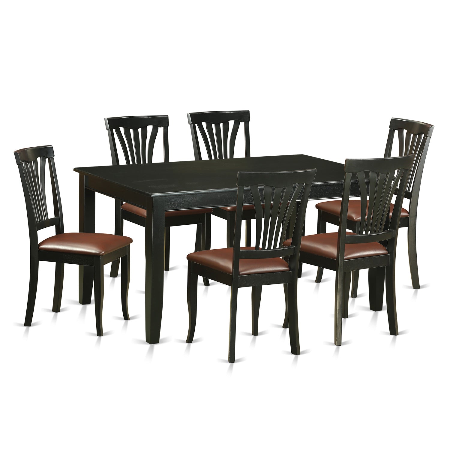 DUAV7-BLK-LC 7 Pc Dining room set -Kitchen Table and 6 Dining Chairs
