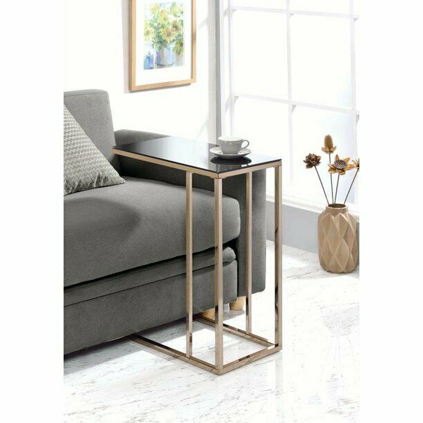 Rectangular Accent Sofa Table Black And Chocolate Chrome 902928