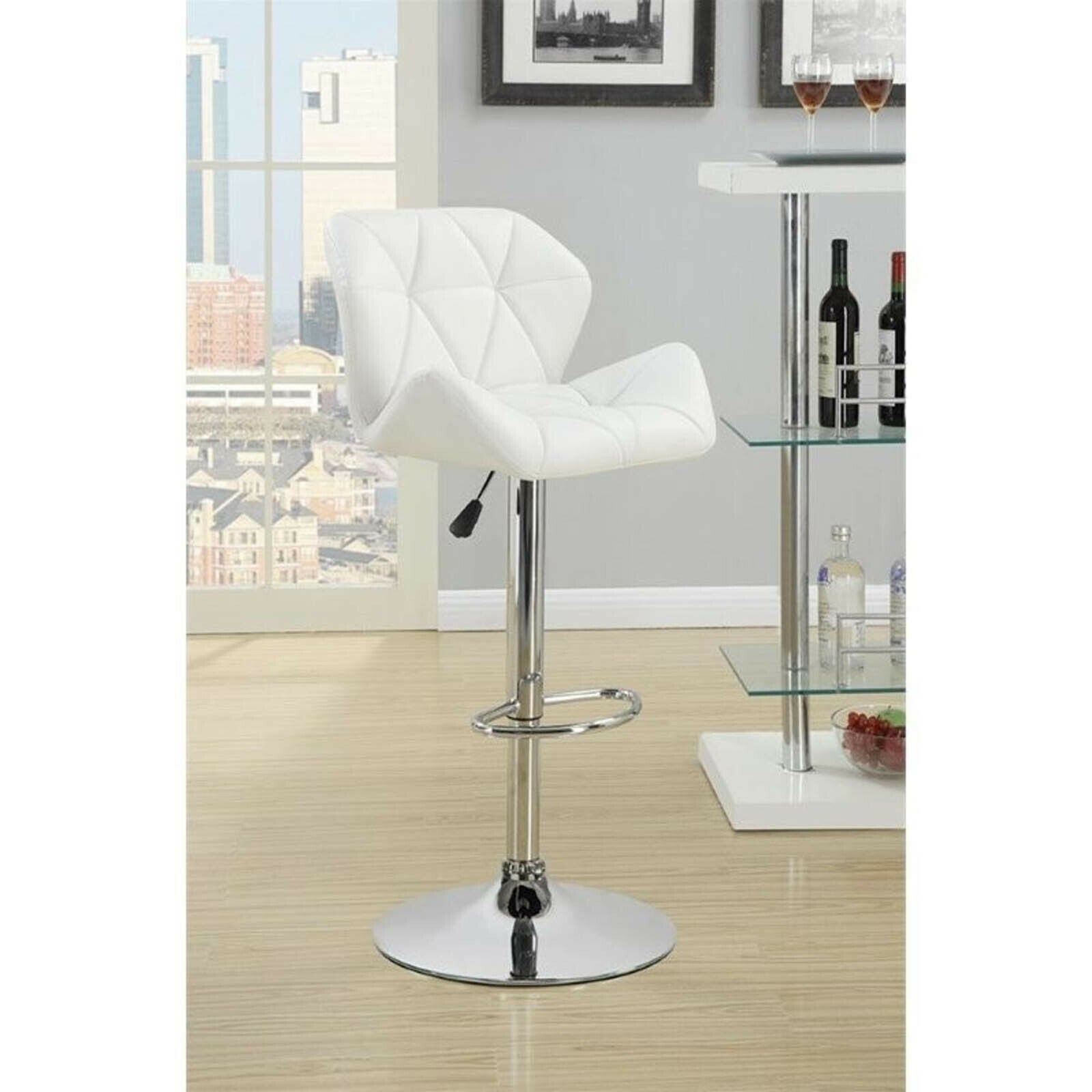 Contemporary White Adjustable Counter Bar Height Pub Stools, Set of Two 100424