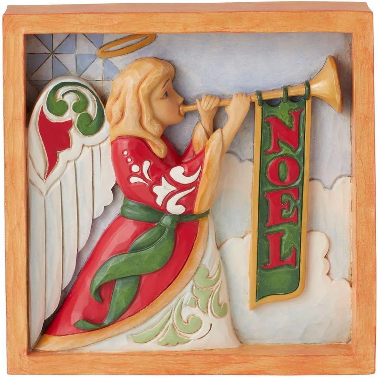 Enesco Jim Shore Heartwood Creek Angel with Trumpet Plaque