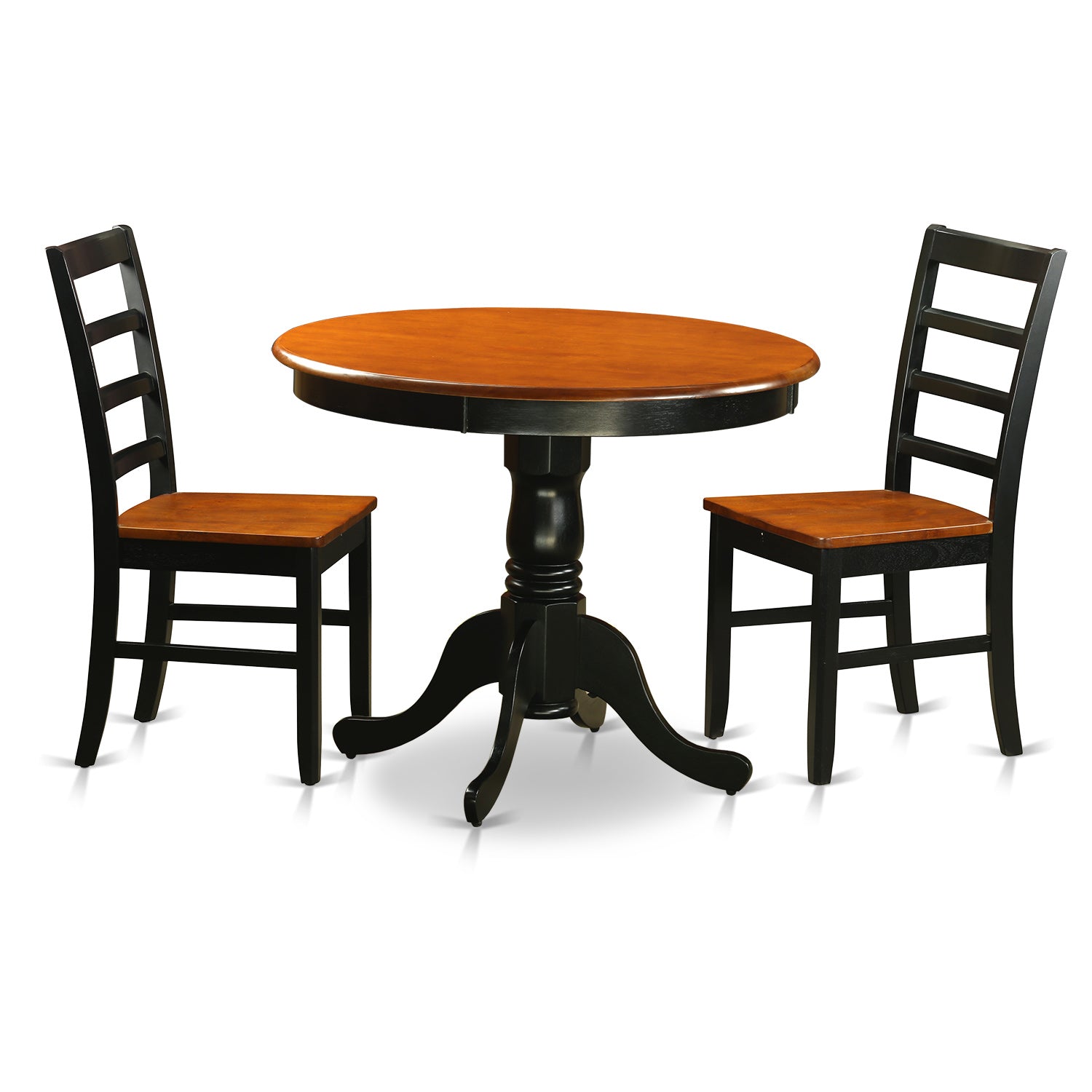 ANPF3-BLK-W Dining furniture set - 3 Pcs with 2 Wooden Chairs in Black and Cherry