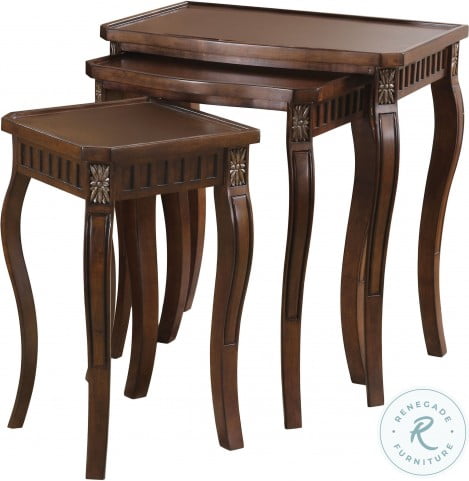 3-Piece Curved Leg Nesting Tables In Warm Brown