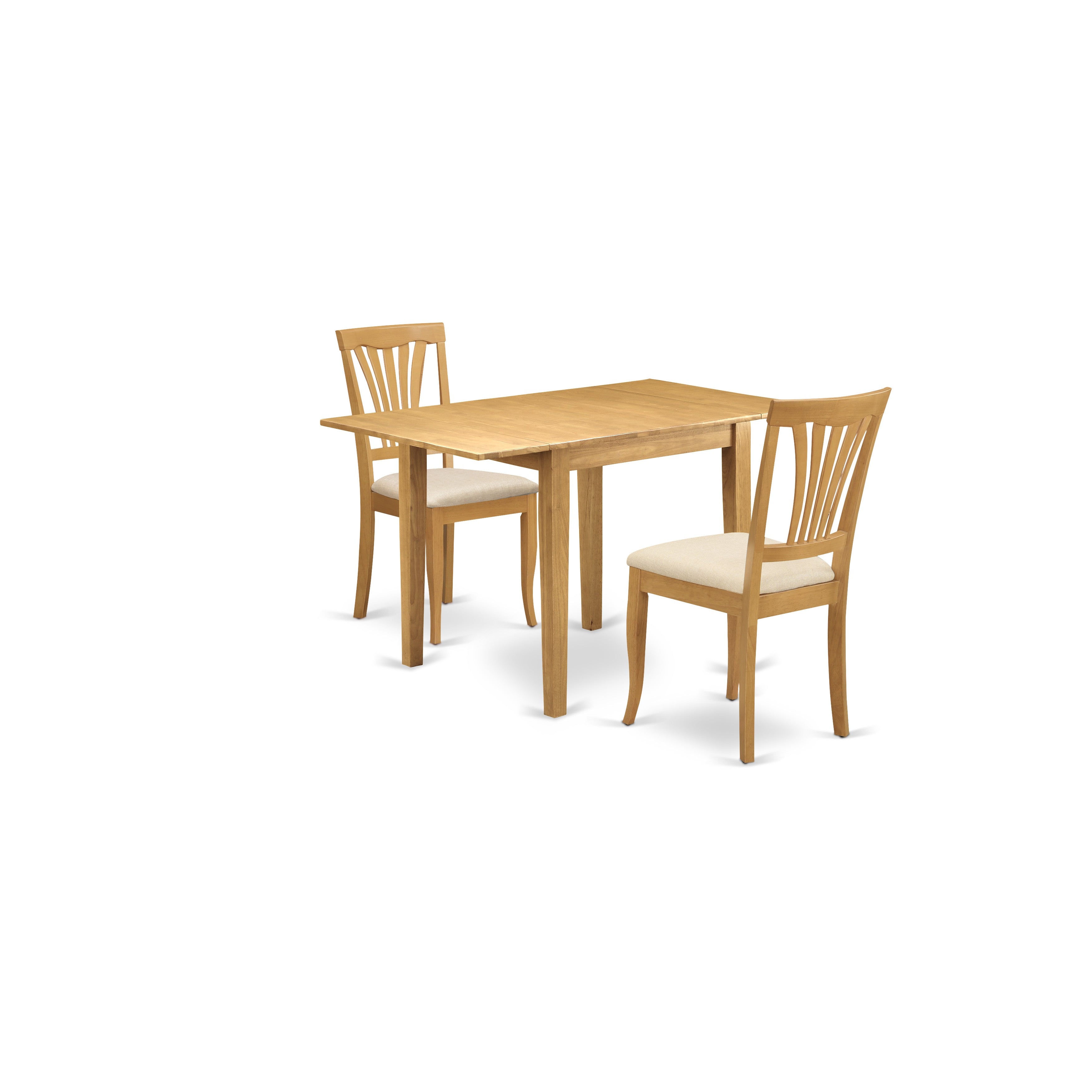 East West Furniture NDAV3-OAK-C Kitchen Dining Table Set 3 Pc - Two Outstanding wood dining chairs - an Amazing dining table - Oak Color Microfiber - Oak Finish Solid wood Frame