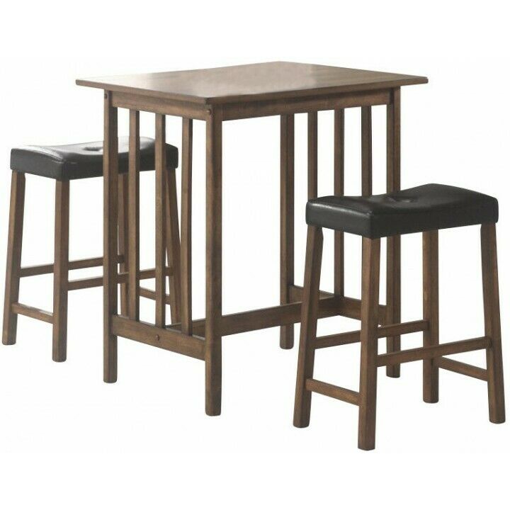 Coaster 3-Piece Counter Height Bar Dining Dinette Set Nut Brown 130004