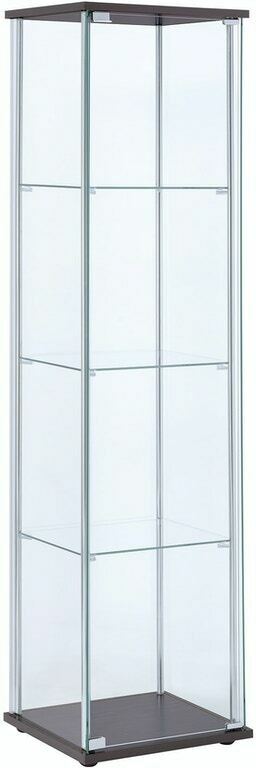 Bellatrix Rectangular 4-shelf Curio Cabinet Cappuccino and Clear