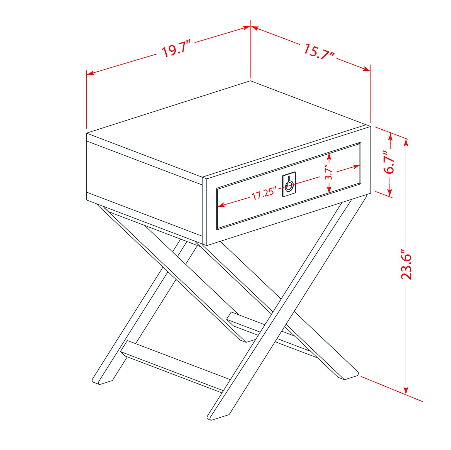 Hamilton Square Night Stand End Table With Drawer in Black Finish