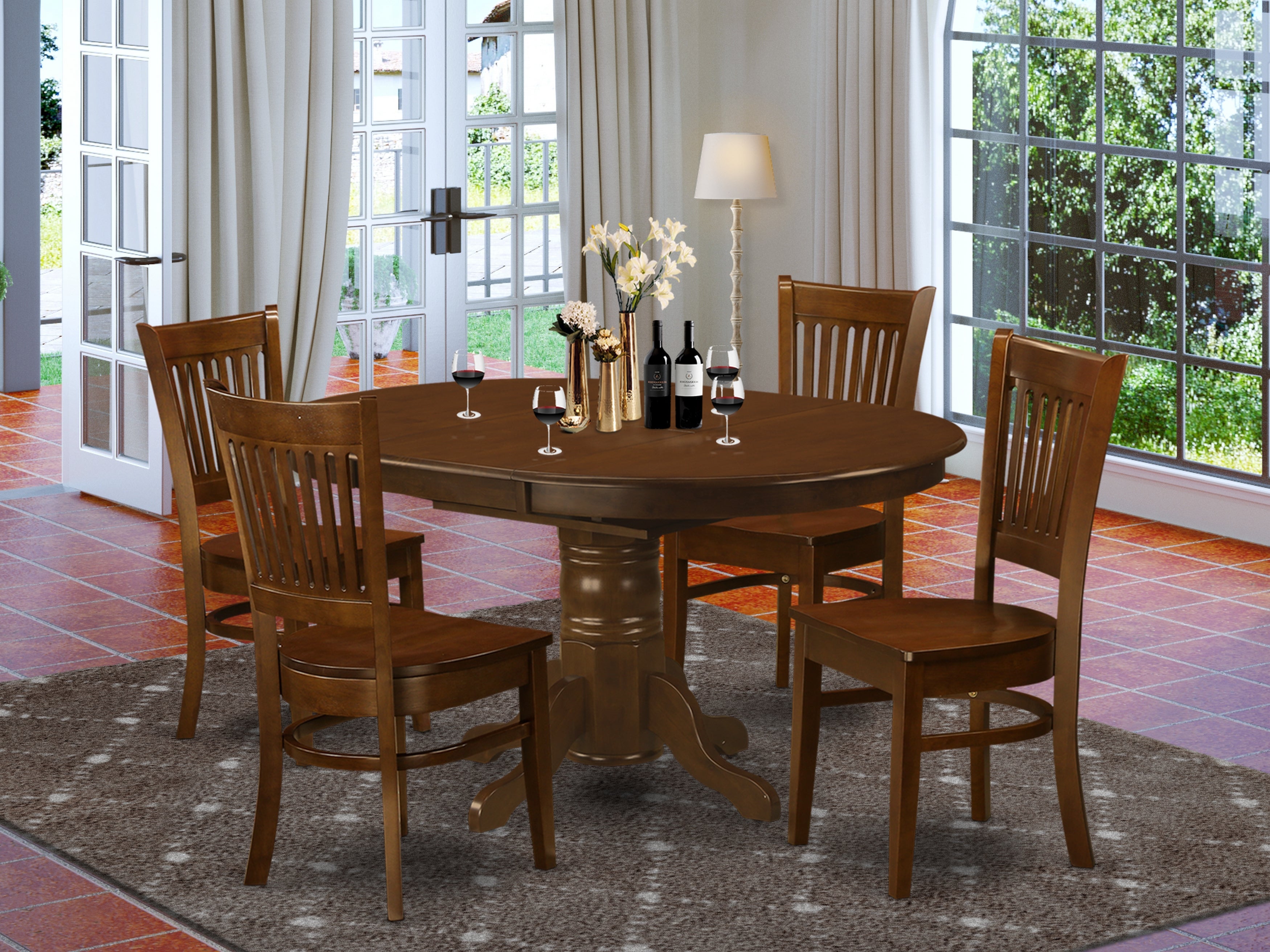 5 Pc Kenley Espresso Oval Dining Room Set With Butterfly Leaf