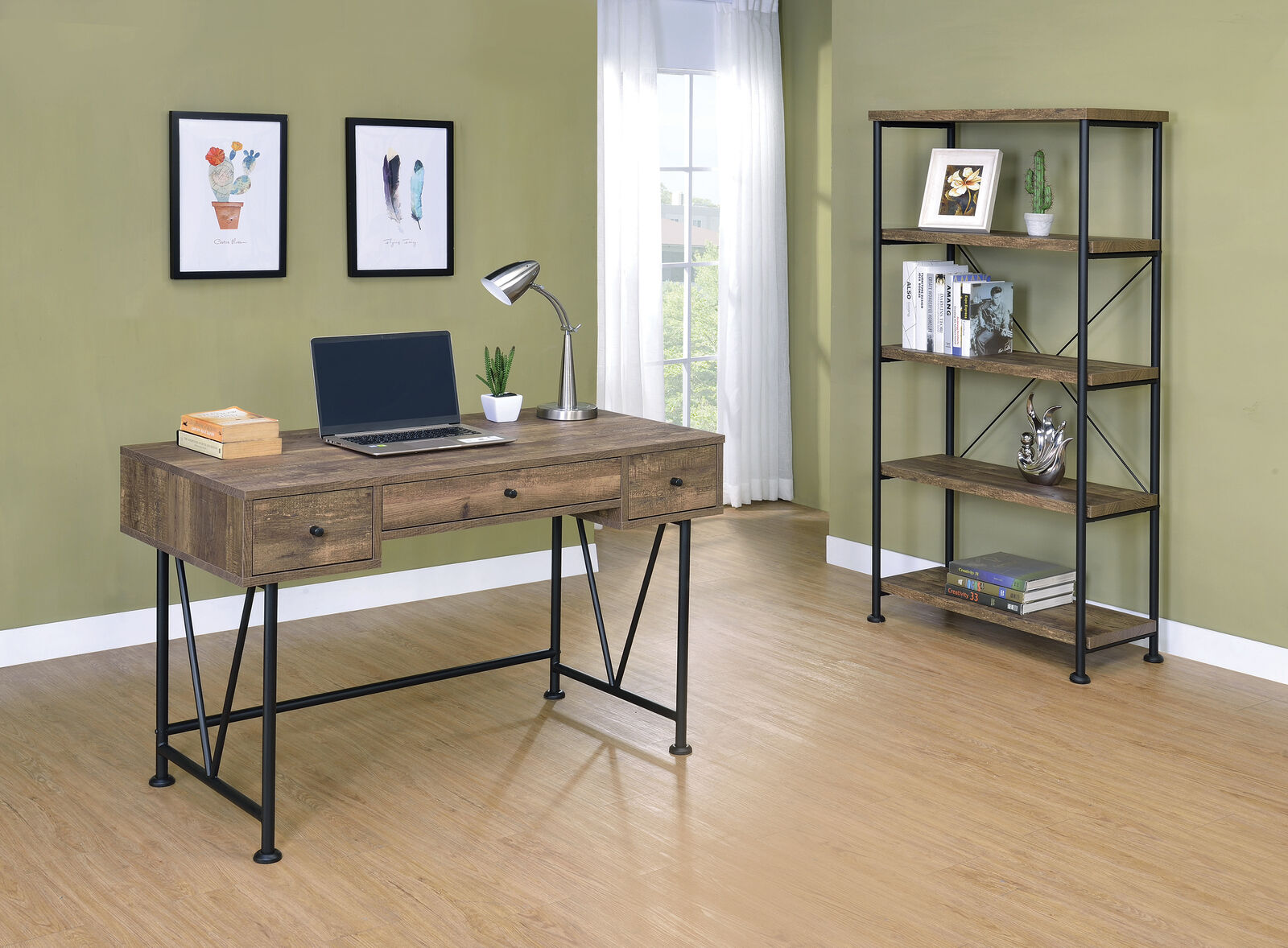 Analiese Industrial 3- Drawer Oak And Black Home office Writing Desk 802541