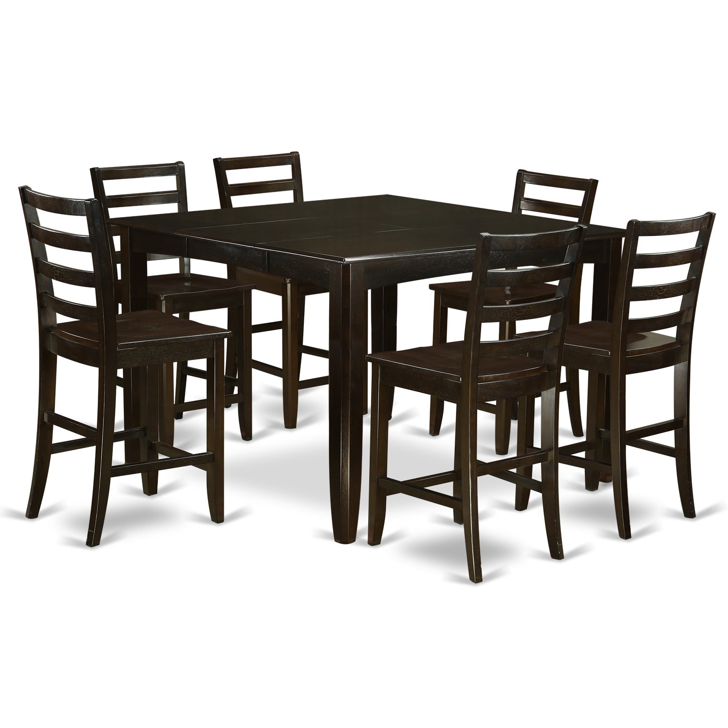 FAIR7-CAP-W 7 PC counter height set- Square Table plus 6 Kitchen counter Chairs