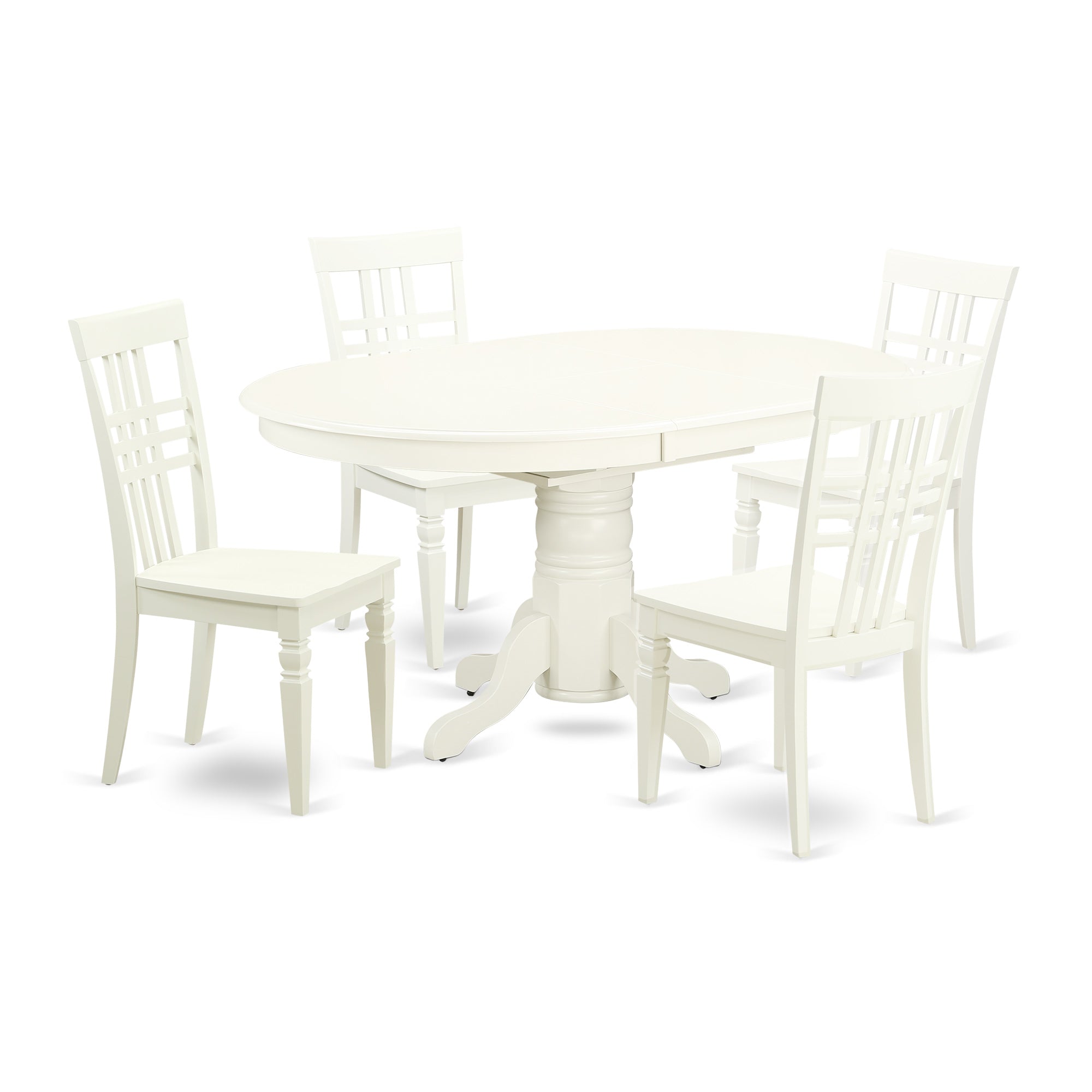 AVLG5-LWH-W 5 Pc Dining set with a Kitchen Table and 4 Wood Seat Kitchen Chairs in Linen White