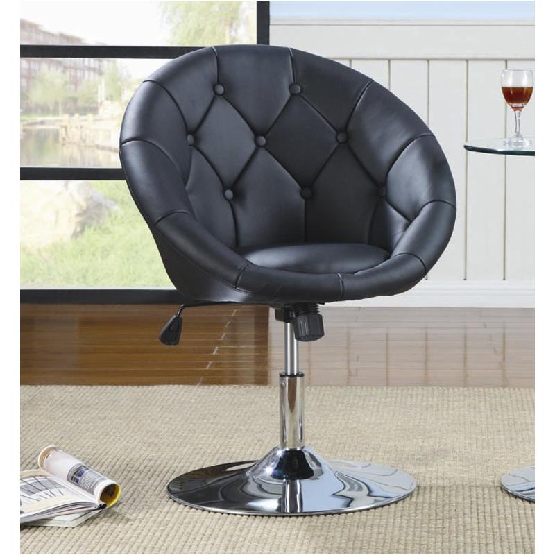 Contemporary Round Tufted Swivel Chair Black And Chrome