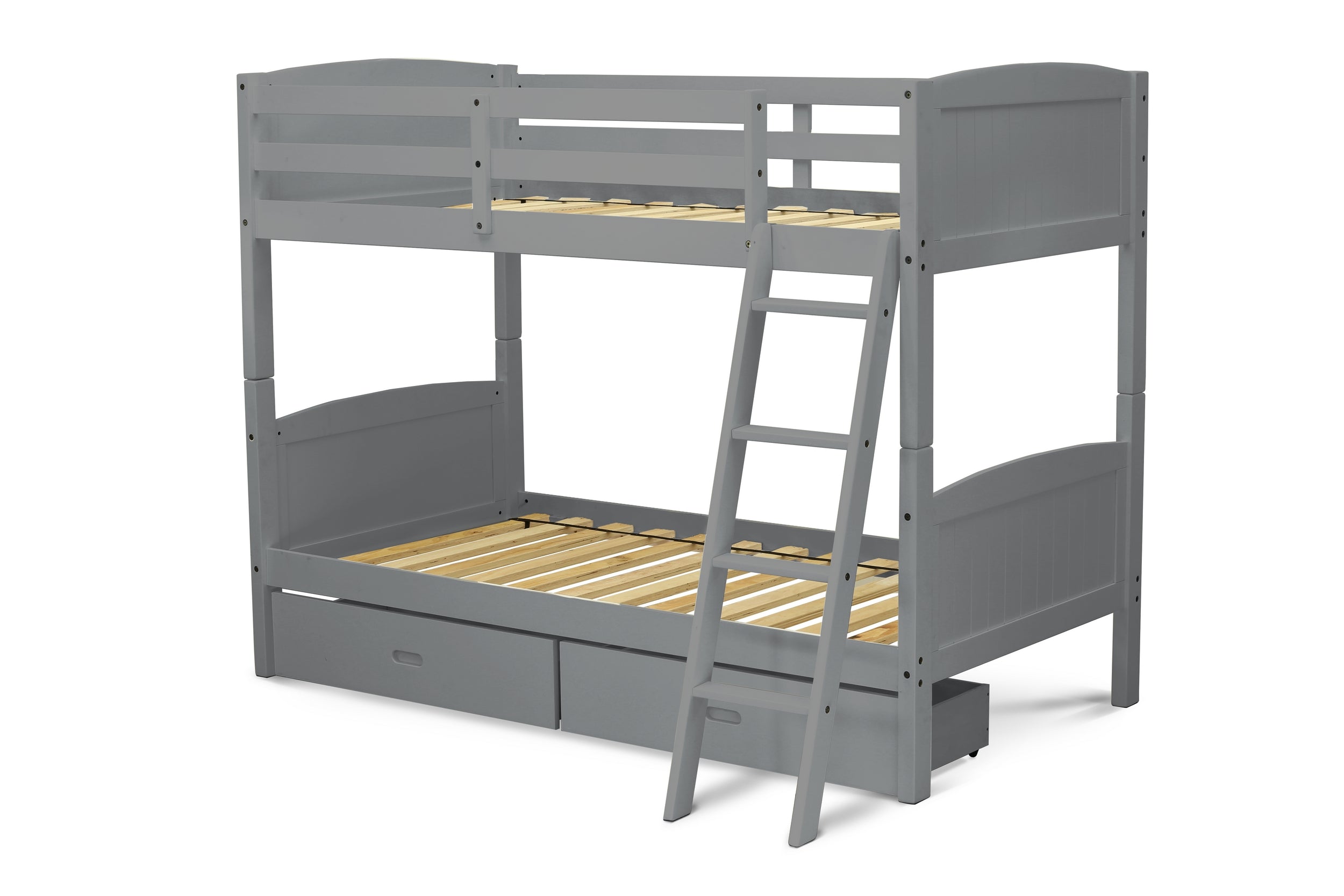 East West Furniture Albury Twin Bunk Bed in Gray Finish with Under Drawer