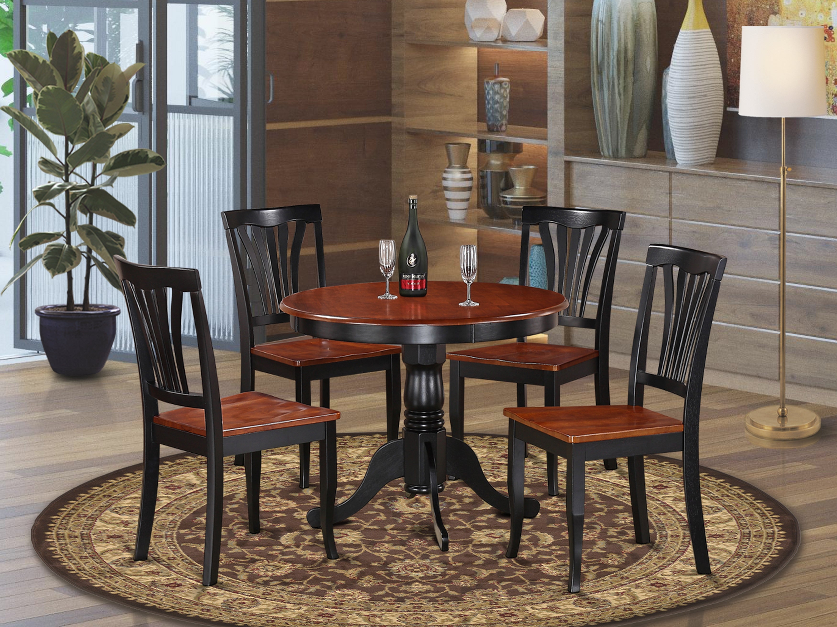 ANAV5-BLK-W 5 PC small Kitchen Table set-small Kitchen Table and 4 Dining Chairs