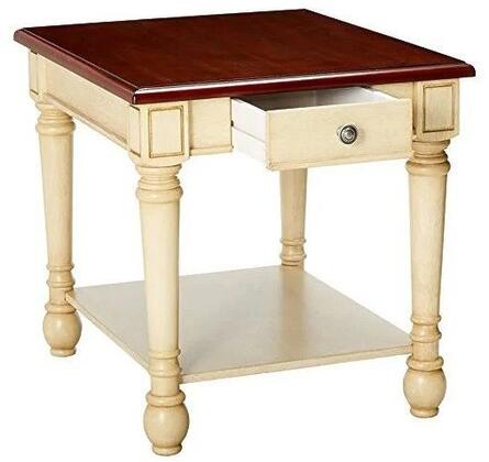 Rectangular End Table Dark Brown and Antique White