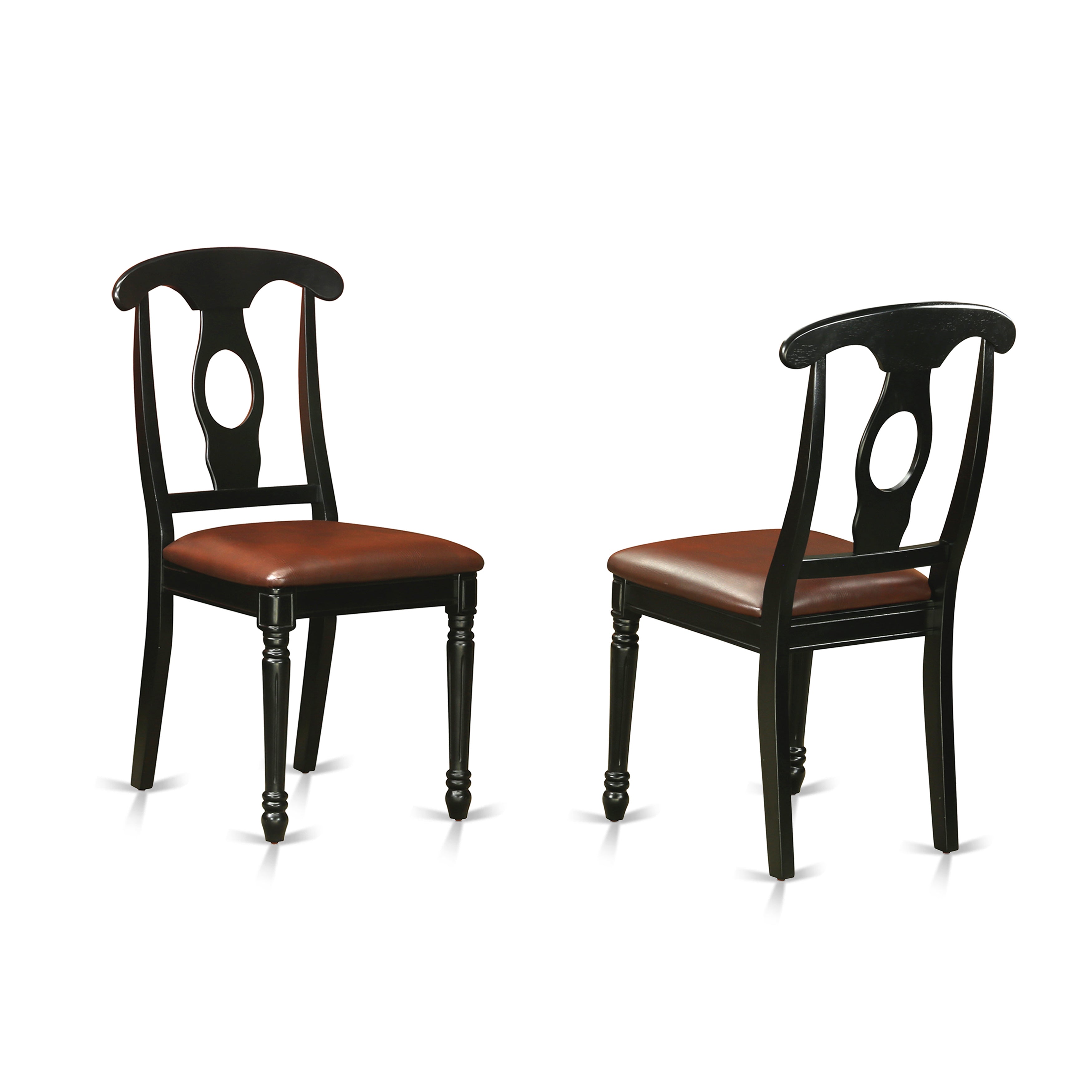 5 Pc Set With Black Cherry Round Dining Room Table and Leatherette Chairs