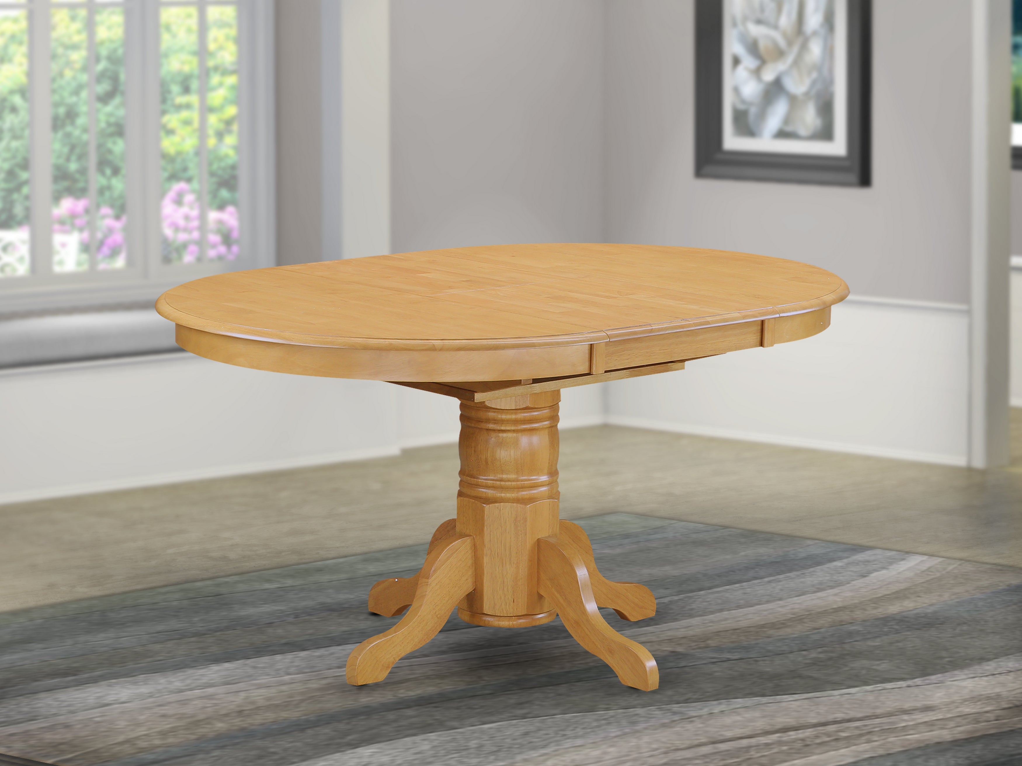 AVT-OAK-TP a Pedestal Oval Table with 18" Butterfly leaf, Oak