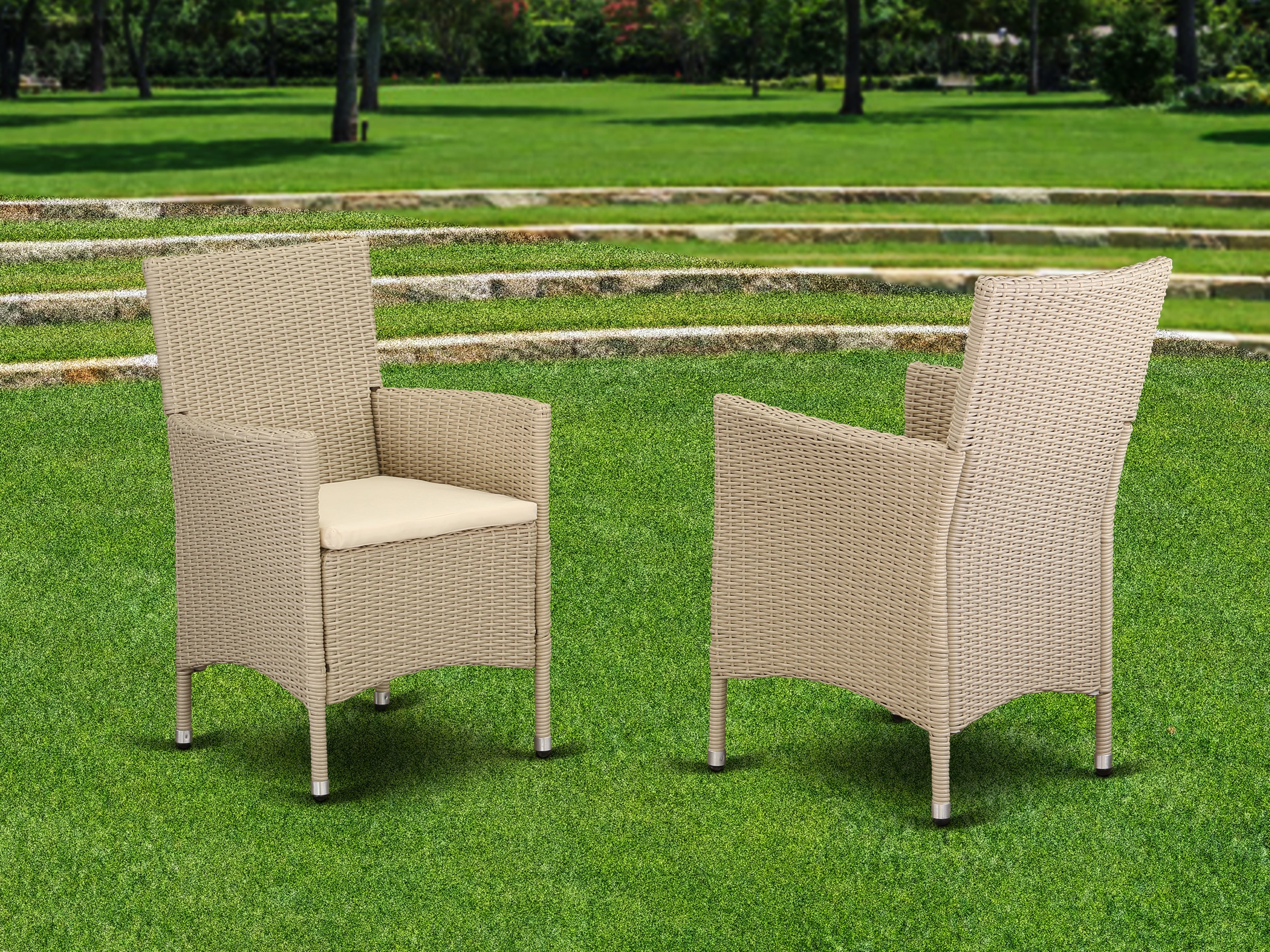 HVLC153V Outdoor-Furniture Wicker Patio Chair in Cream Finish