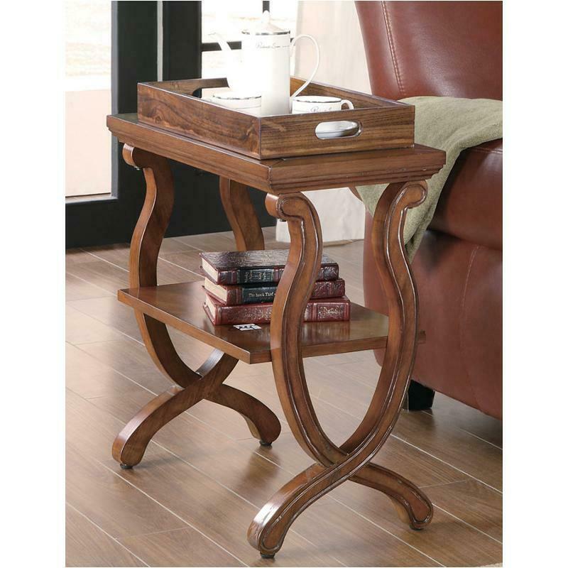 Warm Brown Rectangular Chairside Table with Shelf 900974