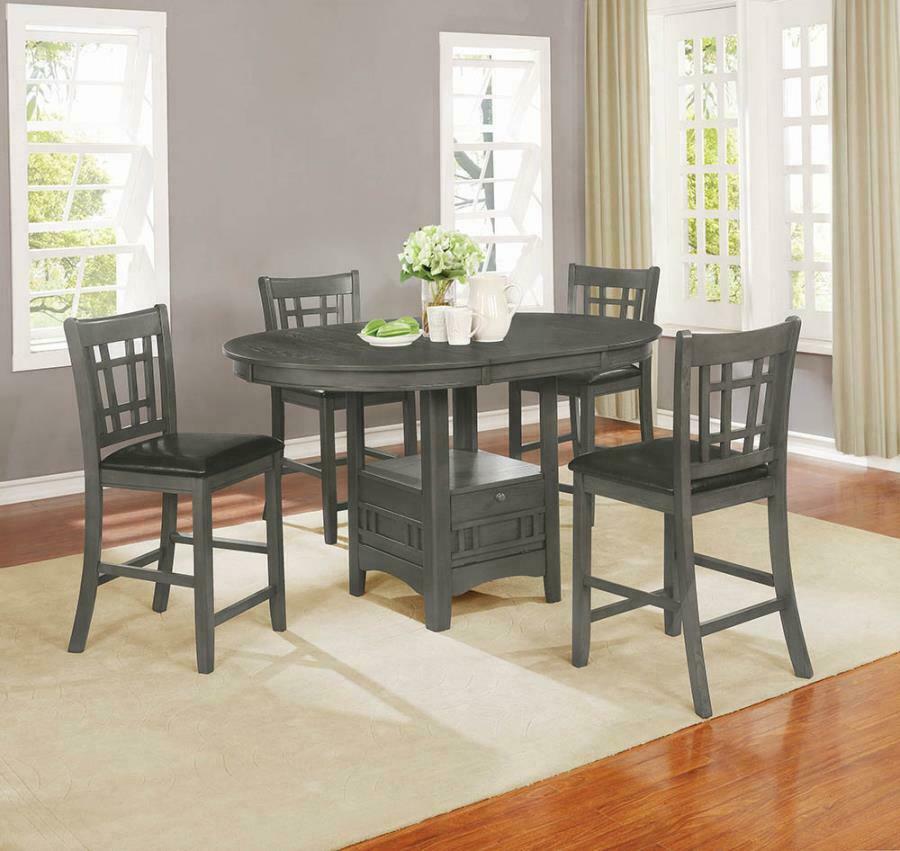 Lavon 5 Piece Counter Height Dining Table Chairs Dinette Set in Grey Finish