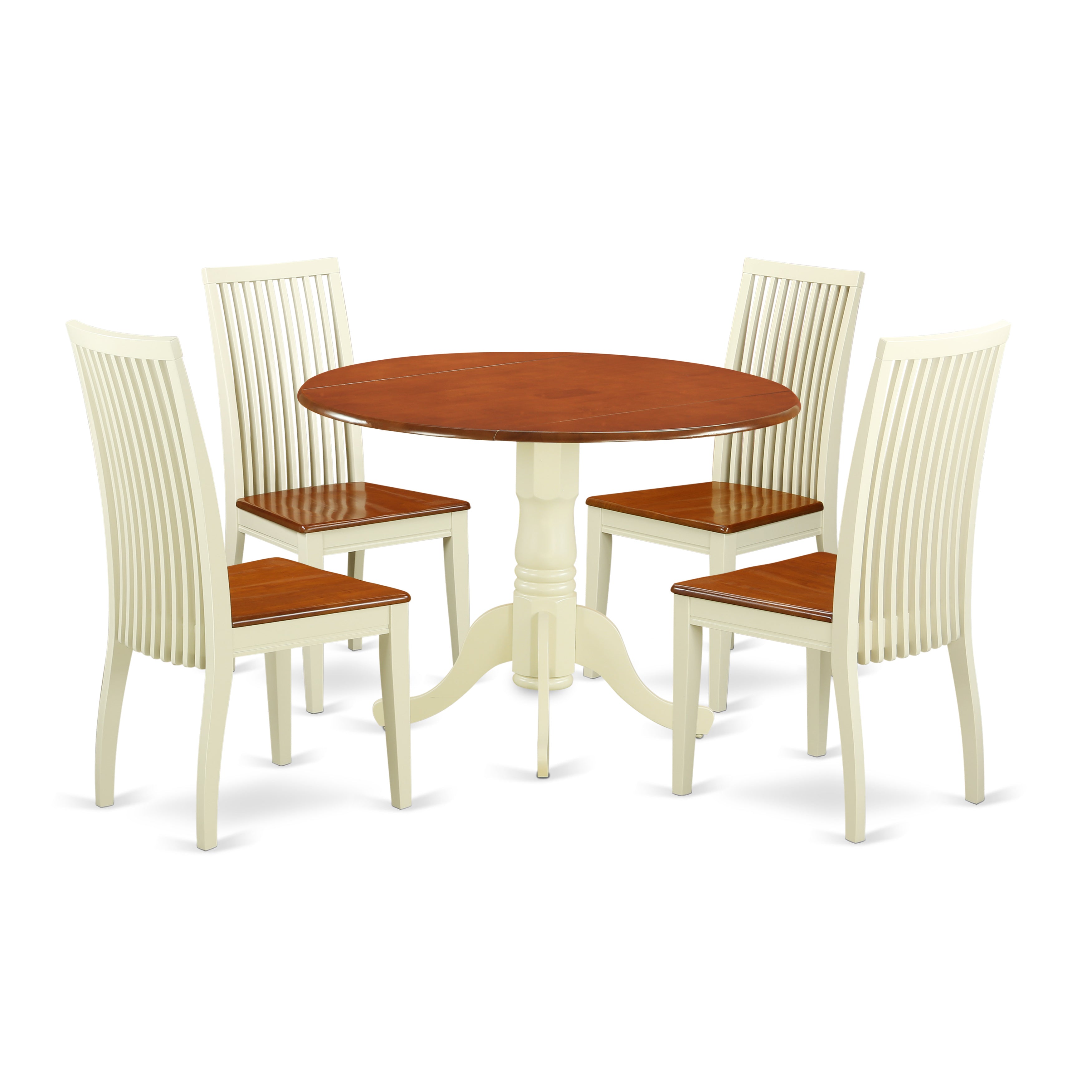 DLIP5-BMK-W 5 PC Dublin kitchen table set-Dining table and 4 wood seat kitchen chairs