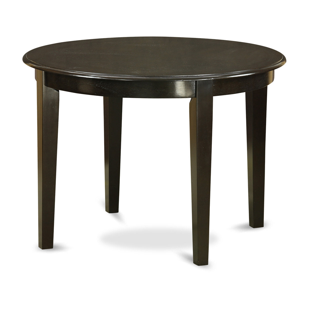 BODR5-CAP-03 5Pc Round 42" Kitchen Table And Four Parson Chair With Cappuccino Finish Leg And Linen Fabric- Brown Color