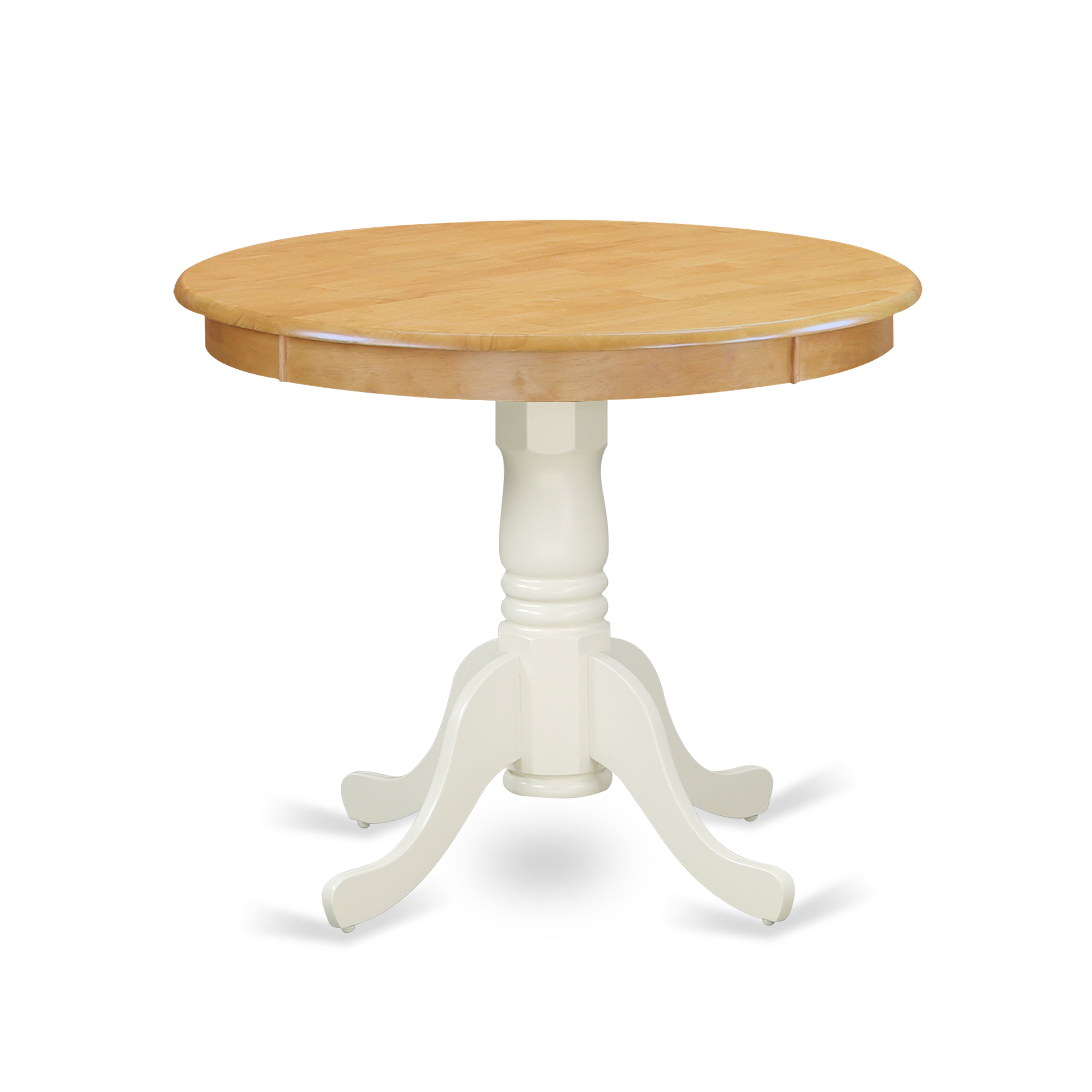 ANT-OLW-TP Antique Table 36" Round with Oak and Linen White Finish