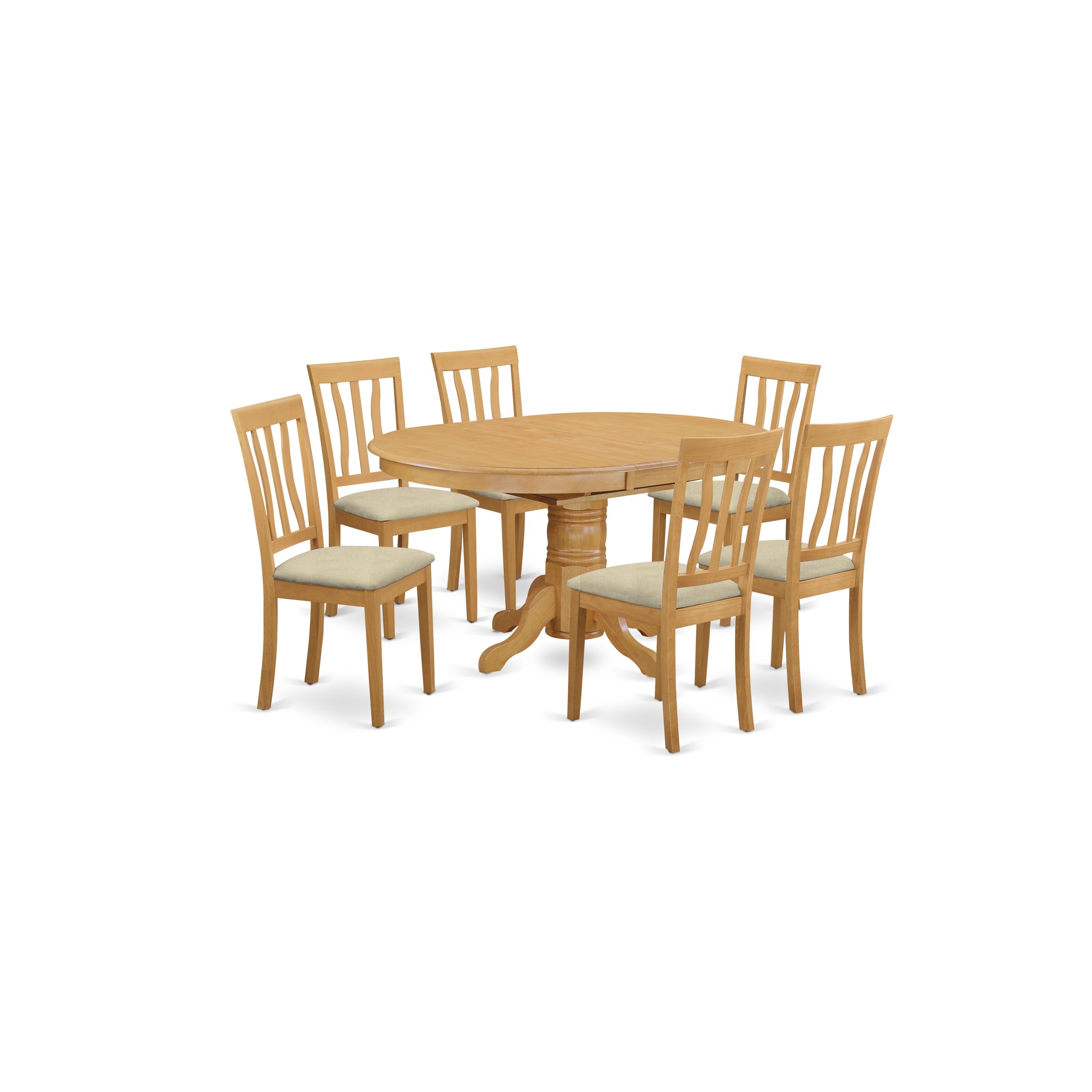 AVAT7-OAK-C 7 Pc Dinette Table set - Kitchen dinette Table and 6 Dining Chairs