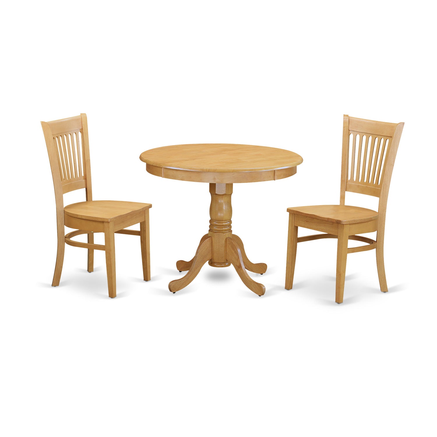 ANVA3-OAK-W 3 PC Small Kitchen Table set - small Dining Table and 2 Kitchen chair