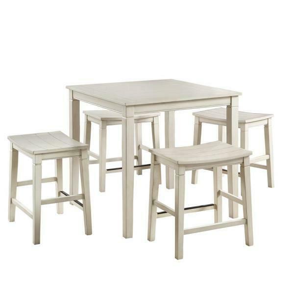 Westlake Weathered Ivory Wood 5-Piece Counter Height Dining Set