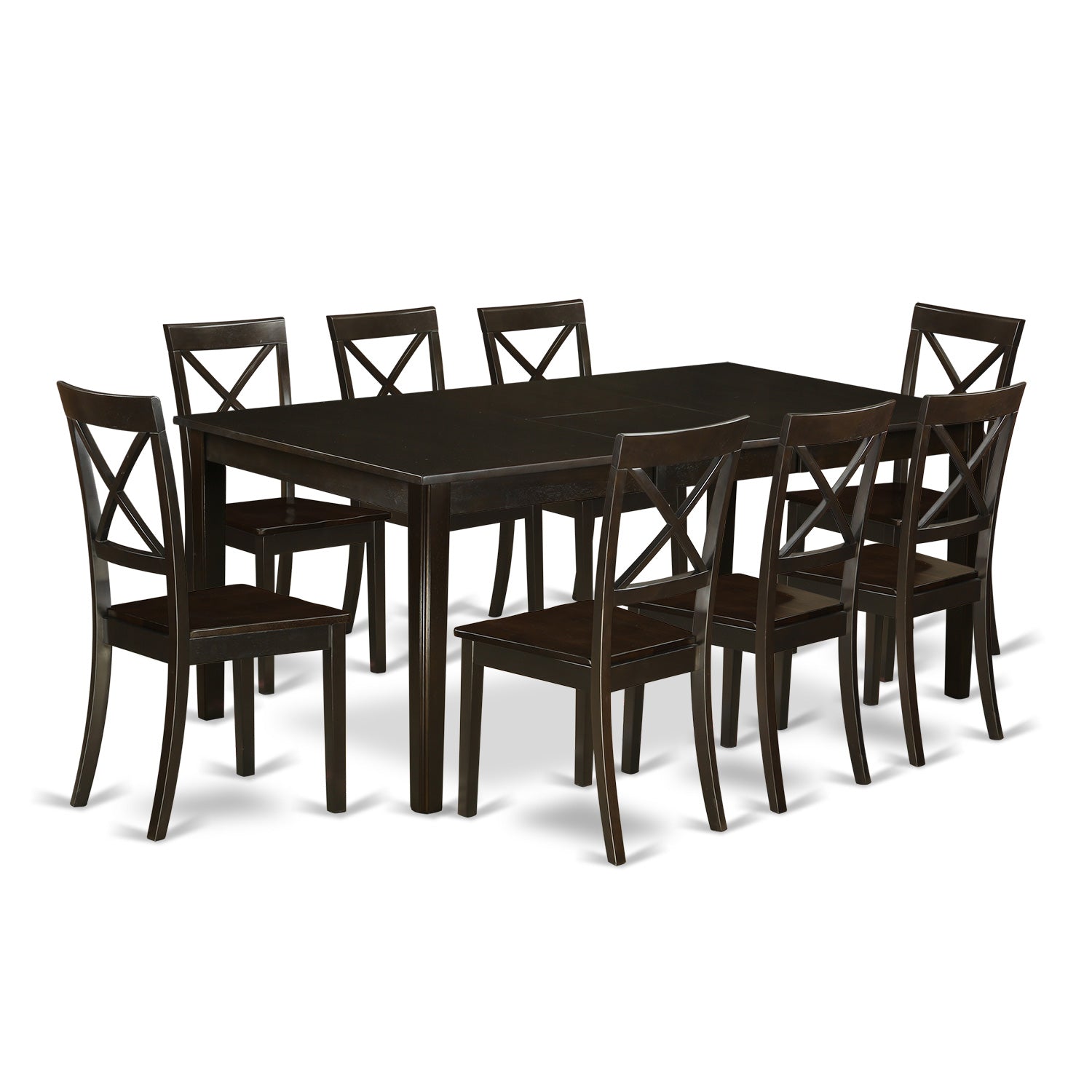 HEBO9-CAP-W 9 Pc Dining room set-Dinette Table with Leaf and 8 Dinette Chairs.