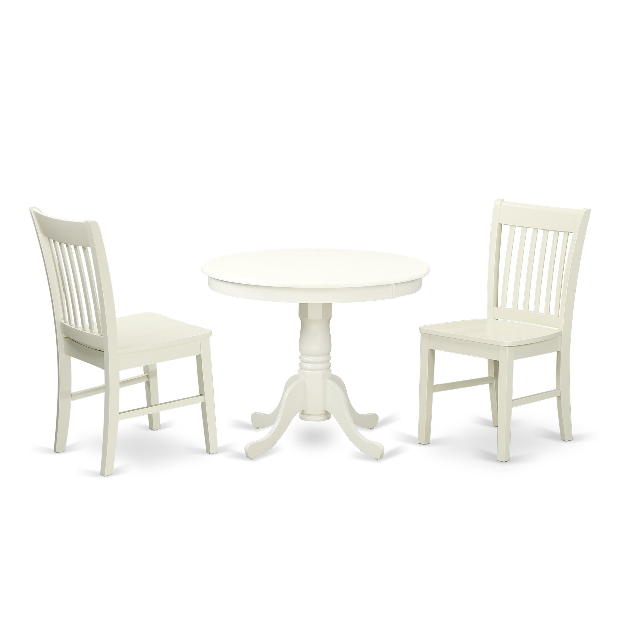 ANNO3-LWH-W 3 Pc Kitchen table set with a Dining Table and 2 Kitchen Chairs in Linen White