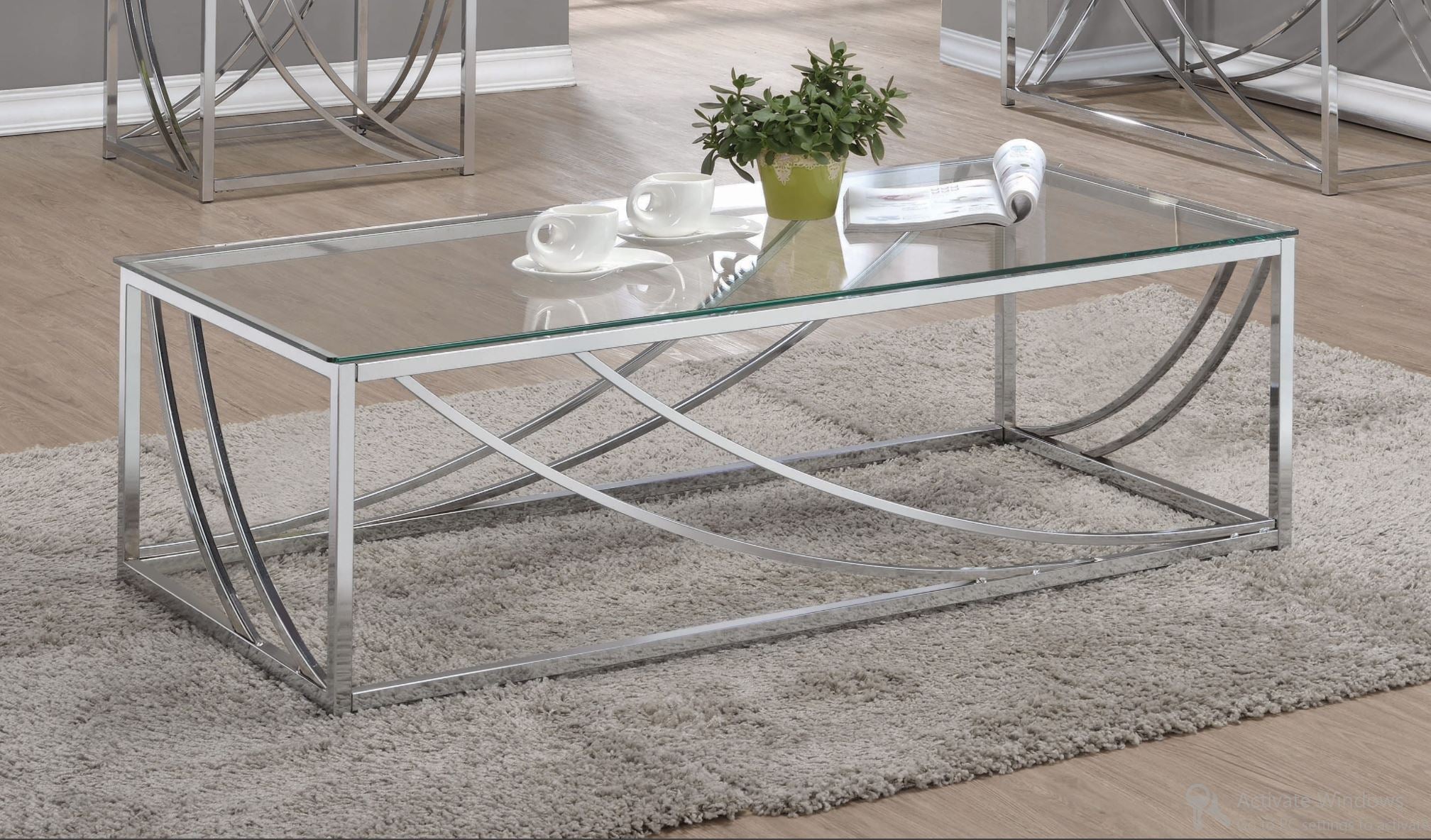 Glass Top Rectangular Coffee Table Accents Chrome