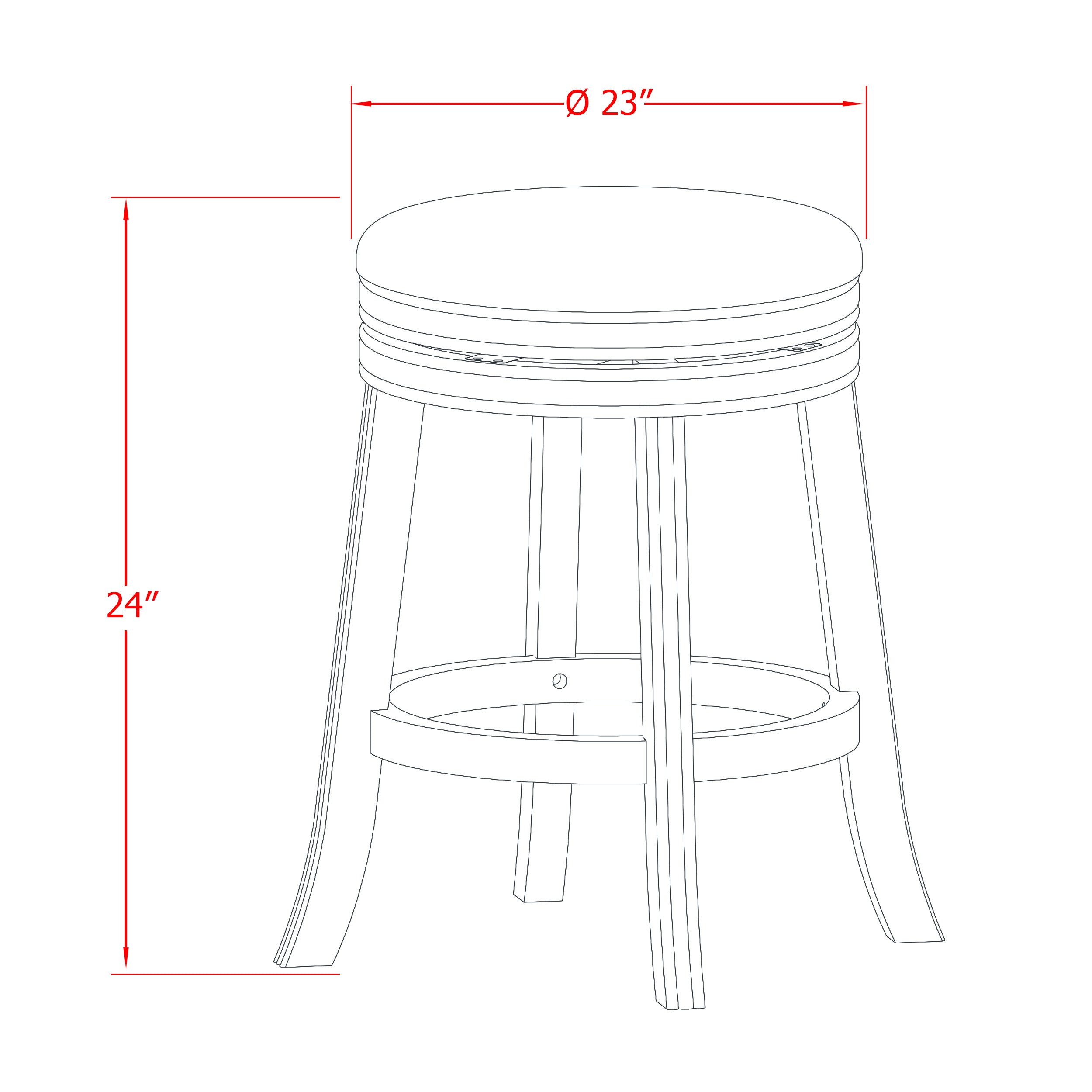 DVS024-112 Devers Swivel Backless Barstool 24'' Seat Height With Black Leg And F12-12 Pu Leather Brown Roast